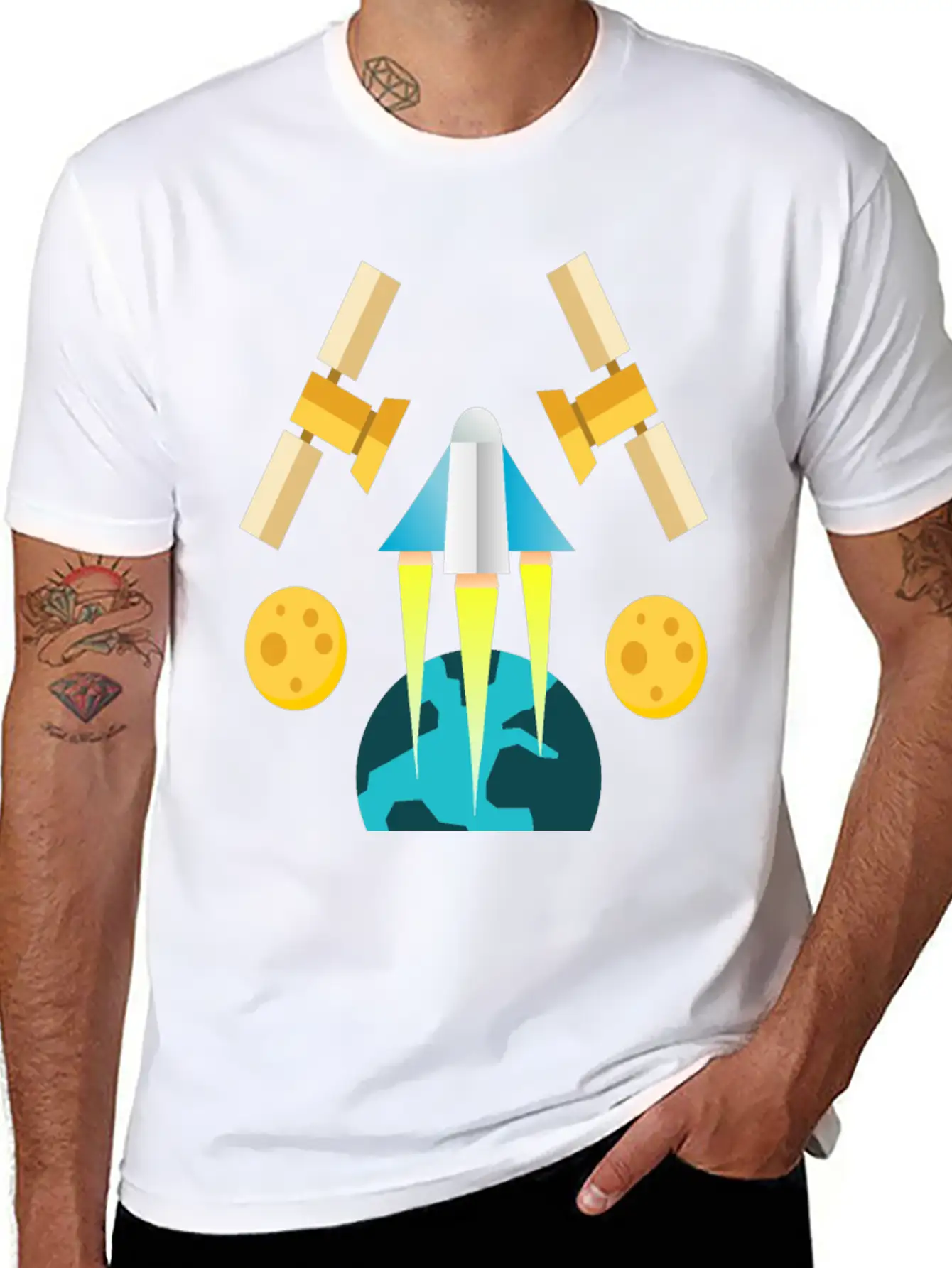 Rocket In Space Unisex Short Sleeve Soft Cotton T-Shirt – Casual Everyday Wear