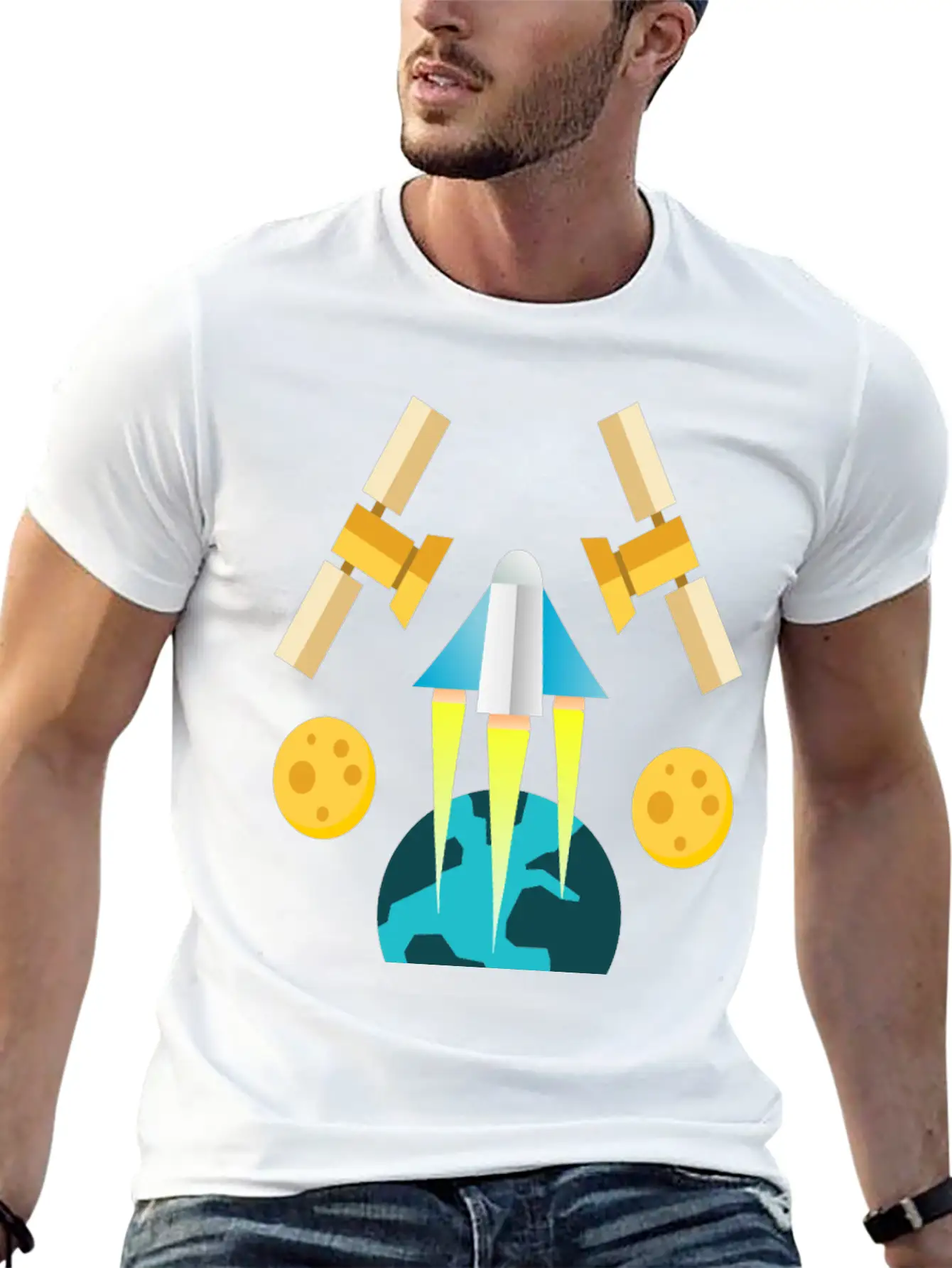 Rocket In Space Unisex Short Sleeve Soft Cotton T-Shirt – Casual Everyday Wear