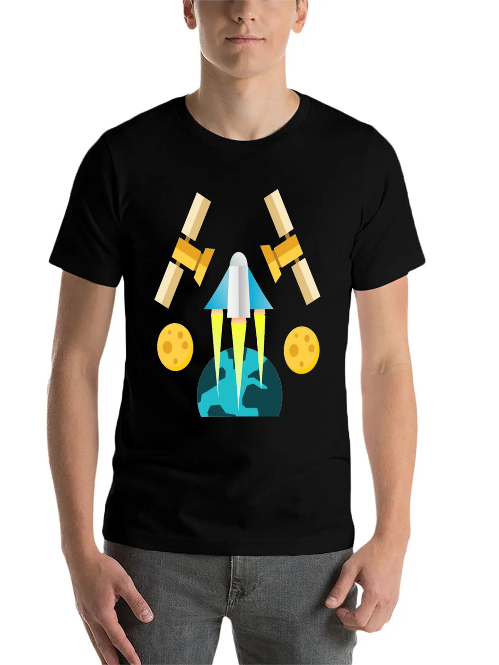 Rocket In Space Unisex Short Sleeve Soft Cotton T-Shirt – Casual Everyday Wear