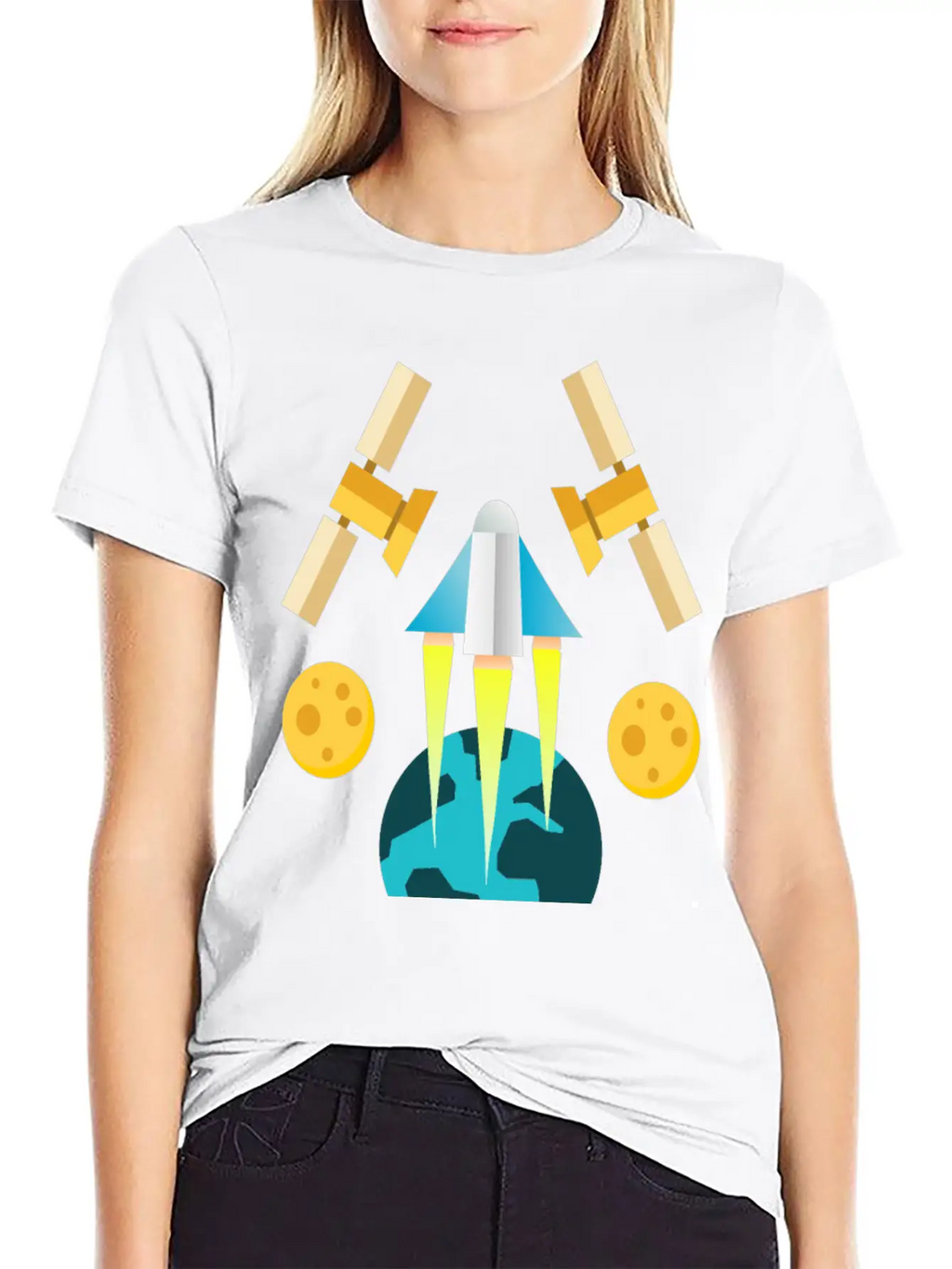 Rocket In Space Unisex Short Sleeve Soft Cotton T-Shirt – Casual Everyday Wear