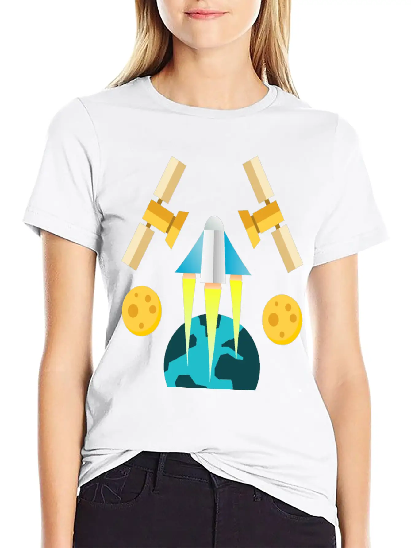 Rocket In Space Unisex Short Sleeve Soft Cotton T-Shirt – Casual Everyday Wear