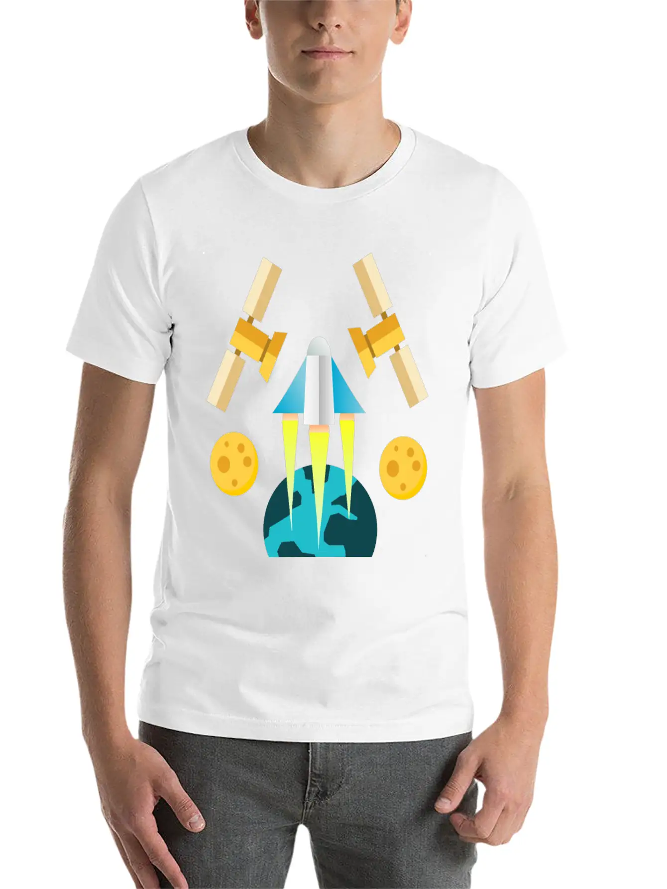 Rocket In Space Unisex Short Sleeve Soft Cotton T-Shirt – Casual Everyday Wear