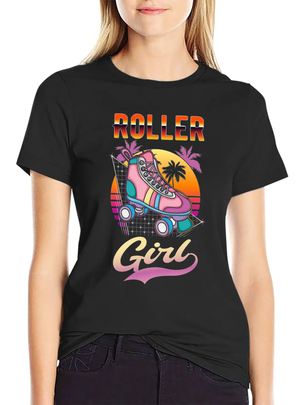 Roller Girl Vaporwave Rollerskates Retro Skater Unisex Casual T-Shirt – Clean Design For Daily Comfort