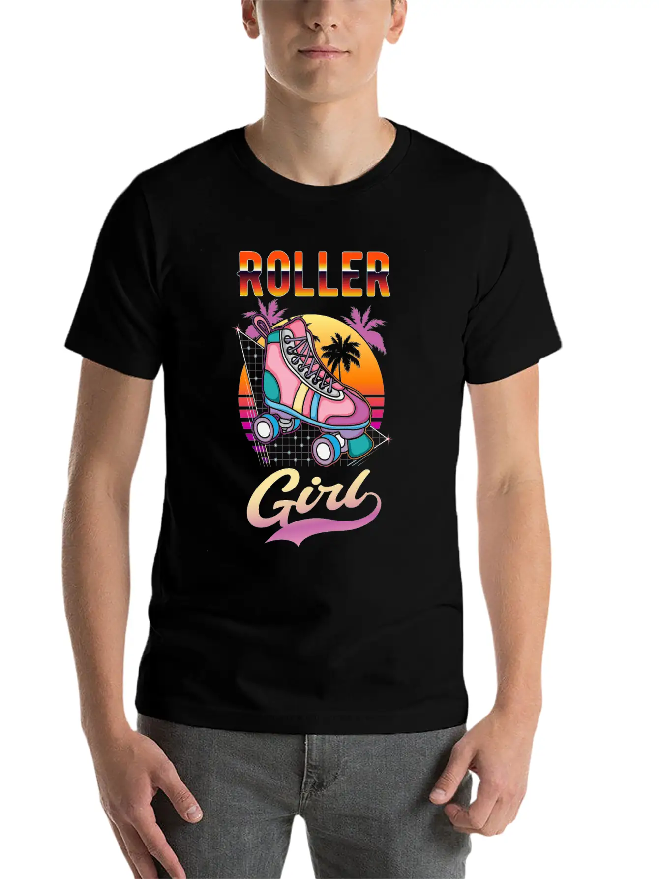 Roller Girl Vaporwave Rollerskates Retro Skater Unisex Casual T-Shirt – Clean Design For Daily Comfort