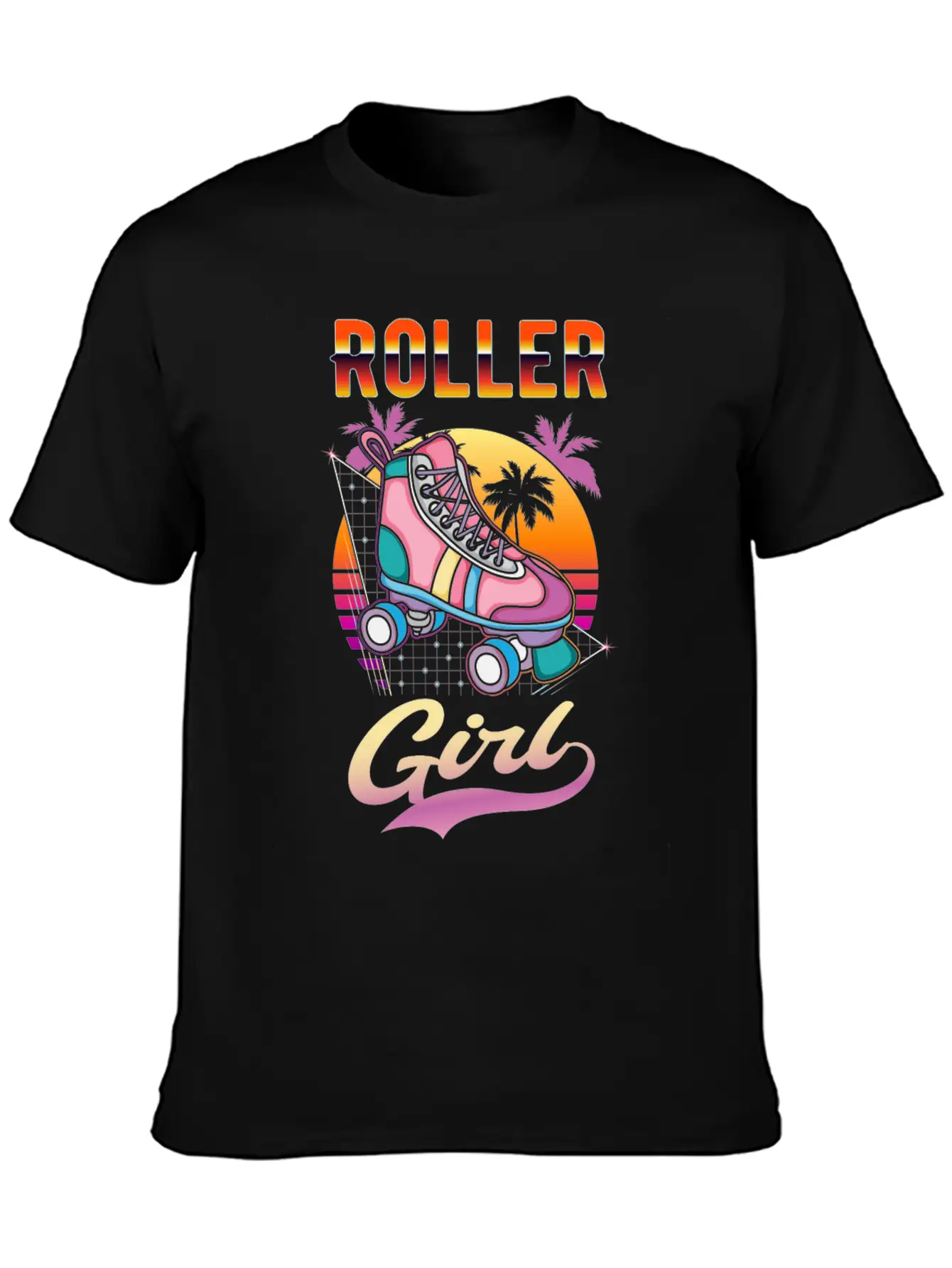 Roller Girl Vaporwave Rollerskates Retro Skater Unisex Casual T-Shirt – Clean Design For Daily Comfort