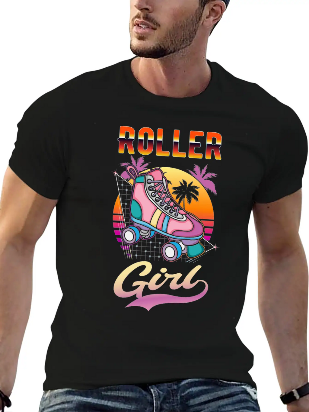 Roller Girl Vaporwave Rollerskates Retro Skater Unisex Casual T-Shirt – Clean Design For Daily Comfort