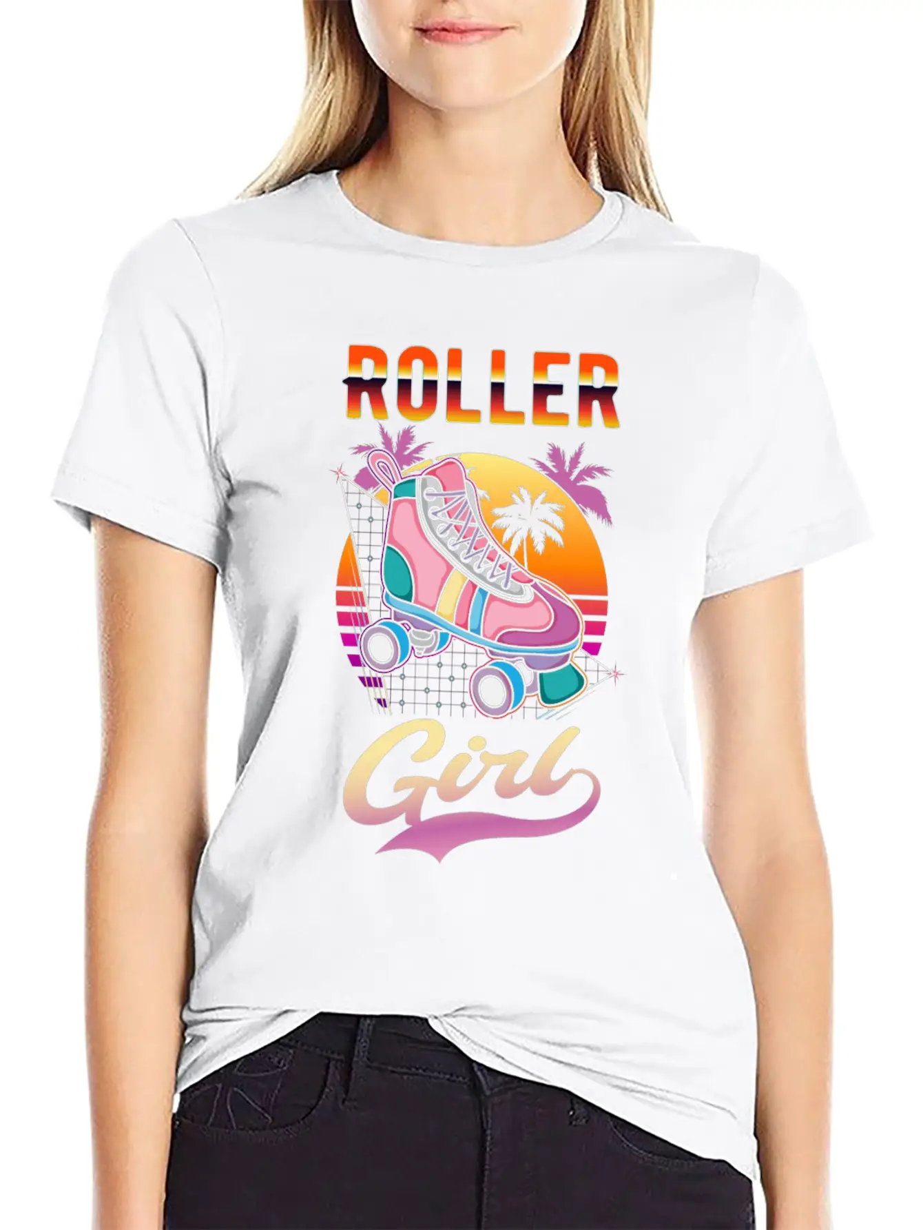 Roller Girl Vaporwave Rollerskates Retro Skater Unisex Casual T-Shirt – Clean Design For Daily Comfort
