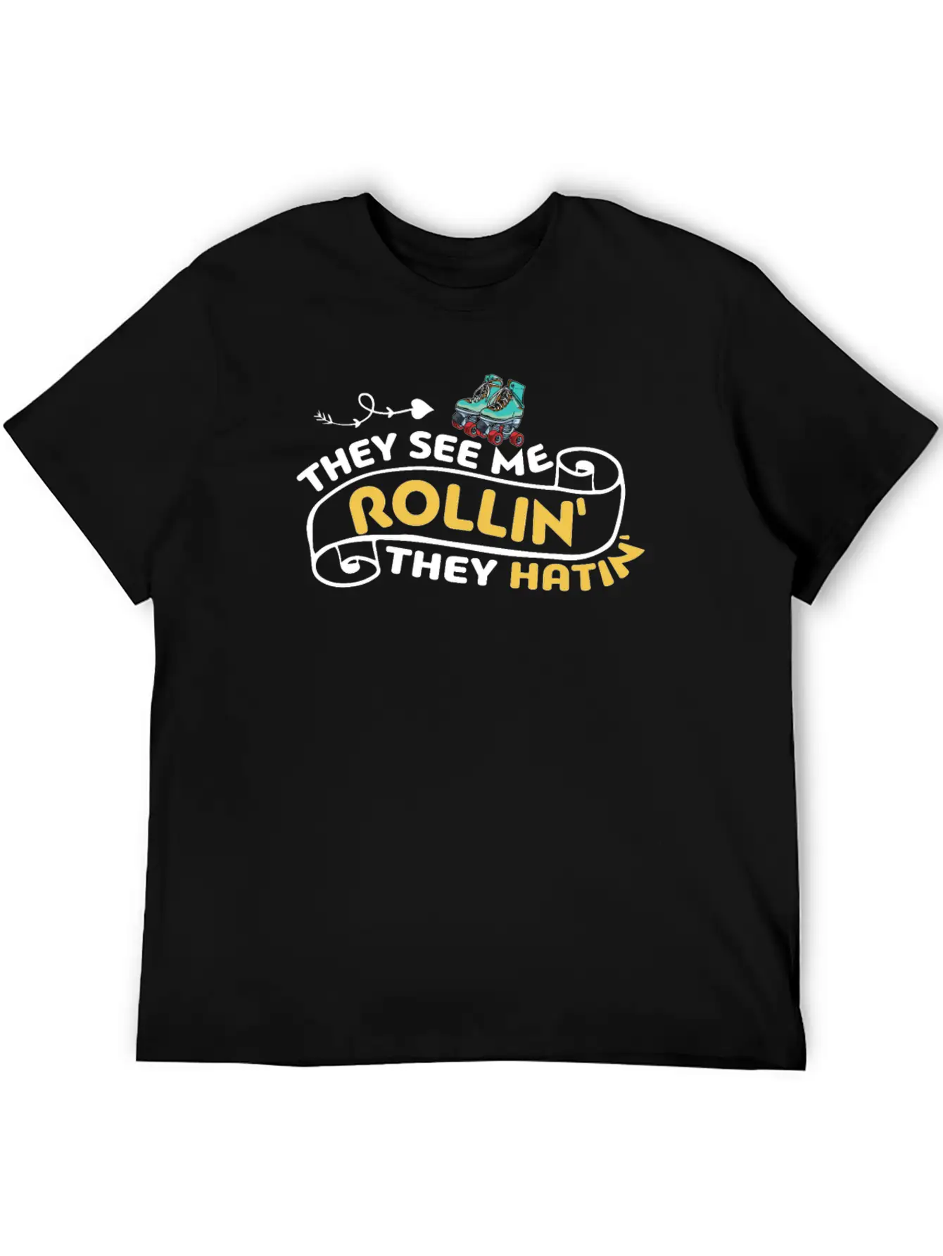 Roller Skating They See Me Rollin' They Hatin' Ska Unisex Casual T-Shirt – Clean Design For Daily Comfort