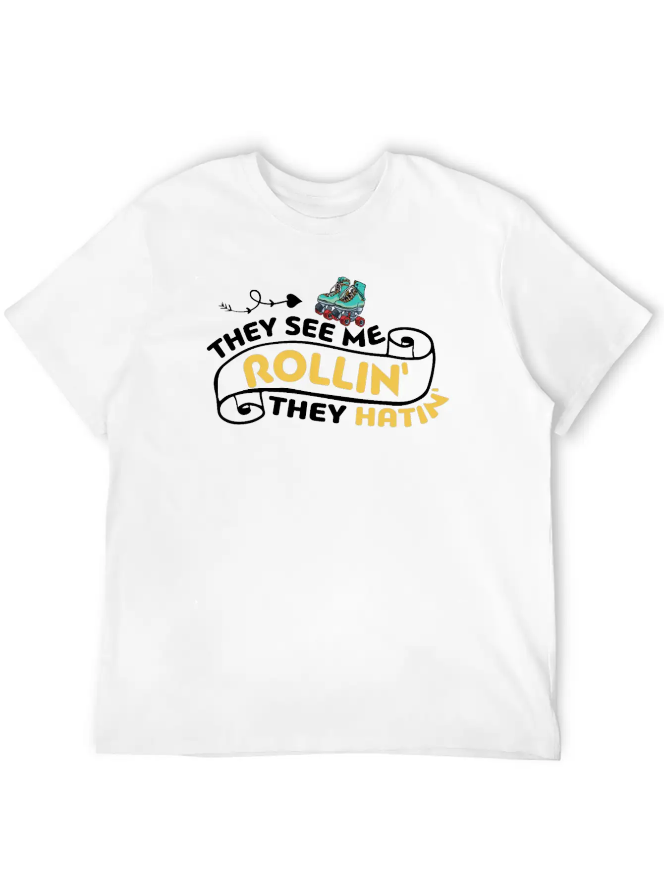 Roller Skating They See Me Rollin' They Hatin' Ska Unisex Casual T-Shirt – Clean Design For Daily Comfort