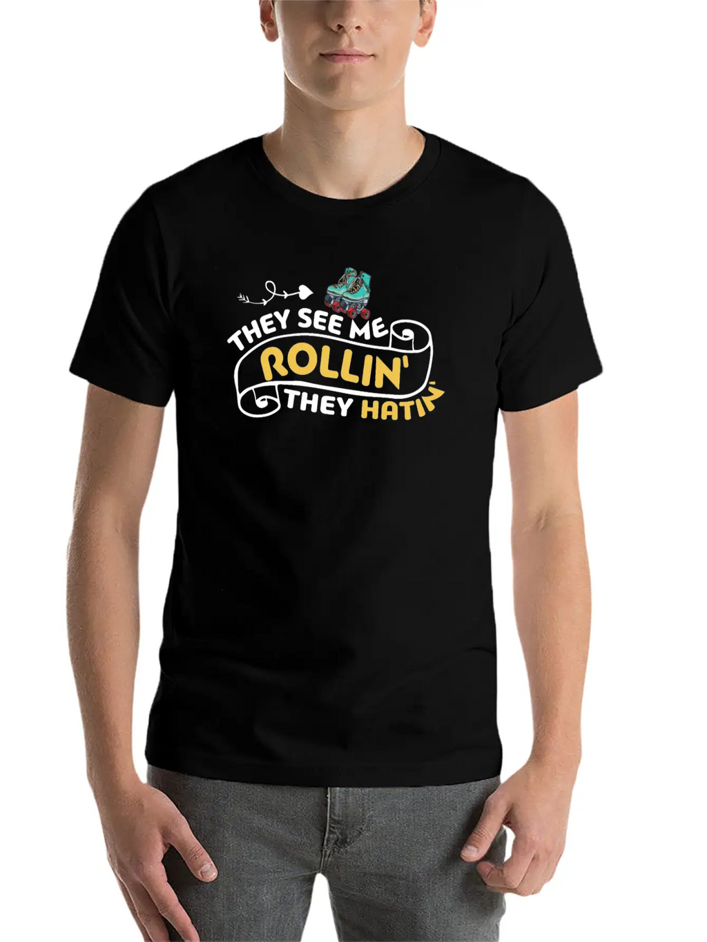 Roller Skating They See Me Rollin' They Hatin' Ska Unisex Casual T-Shirt – Clean Design For Daily Comfort
