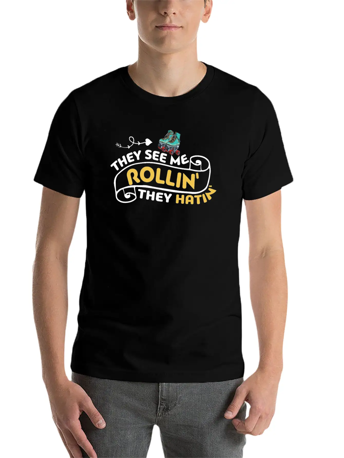 Roller Skating They See Me Rollin' They Hatin' Ska Unisex Casual T-Shirt – Clean Design For Daily Comfort