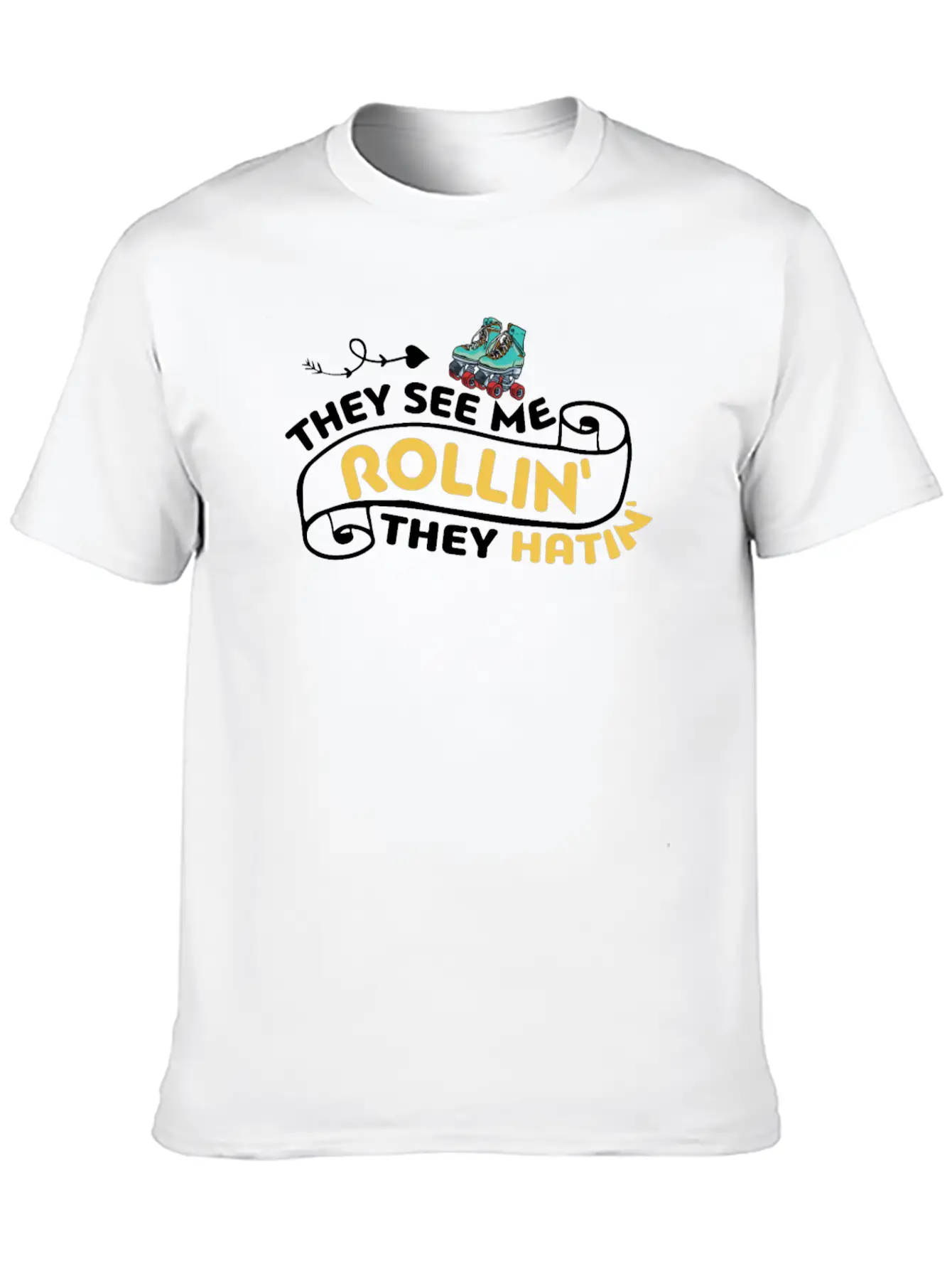 Roller Skating They See Me Rollin' They Hatin' Ska Unisex Casual T-Shirt – Clean Design For Daily Comfort