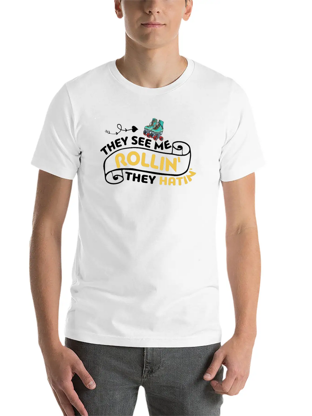 Roller Skating They See Me Rollin' They Hatin' Ska Unisex Casual T-Shirt – Clean Design For Daily Comfort