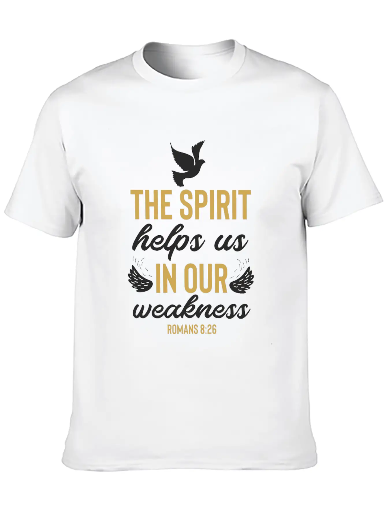 Romans 8 26 Christian Bible Verse Quote Breathable Soft Cotton T-Shirt – Timeless Casual Look