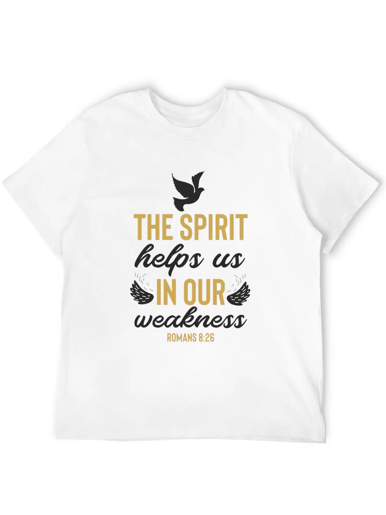 Romans 8 26 Christian Bible Verse Quote Breathable Soft Cotton T-Shirt – Timeless Casual Look