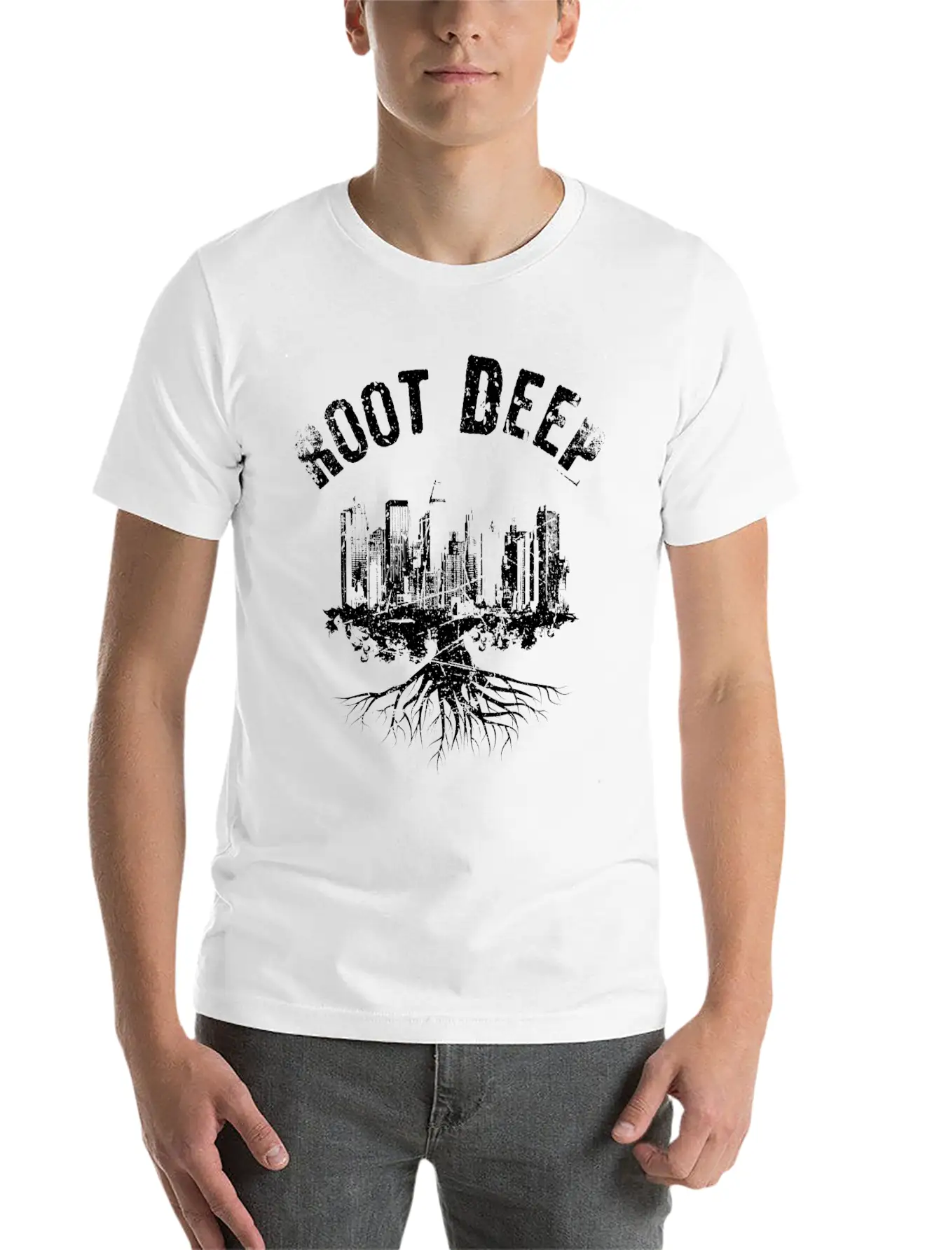 Root Deep Urban Black Stylish Everyday T-Shirt – Unisex Basic Cotton Tee