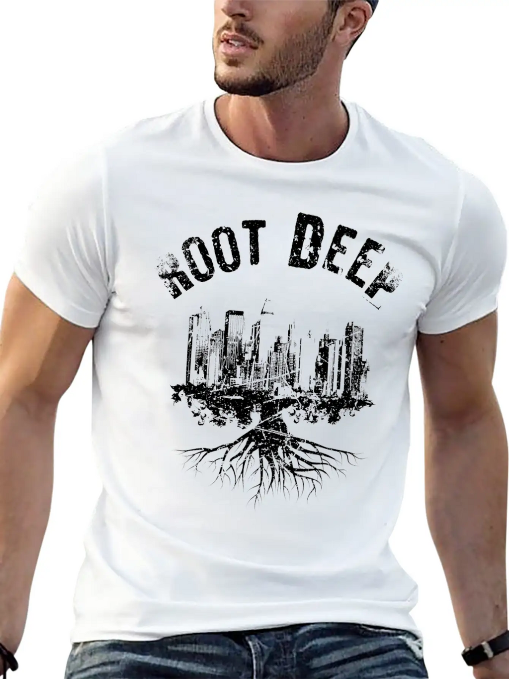 Root Deep Urban Black Stylish Everyday T-Shirt – Unisex Basic Cotton Tee