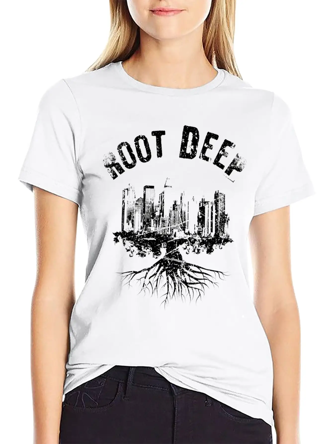 Root Deep Urban Black Stylish Everyday T-Shirt – Unisex Basic Cotton Tee