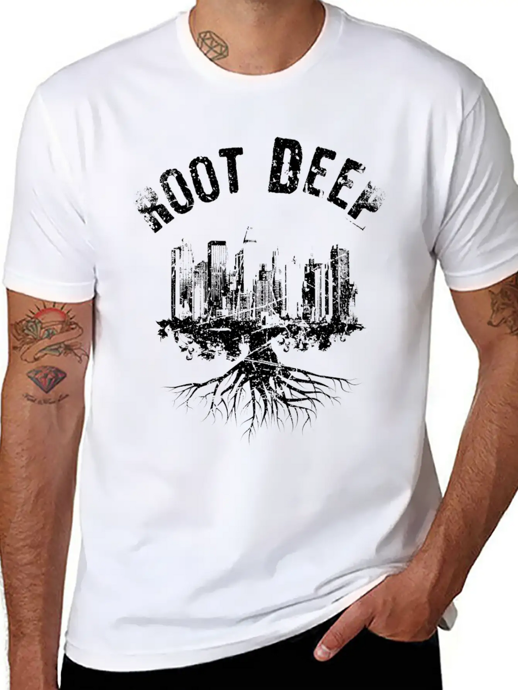 Root Deep Urban Black Stylish Everyday T-Shirt – Unisex Basic Cotton Tee