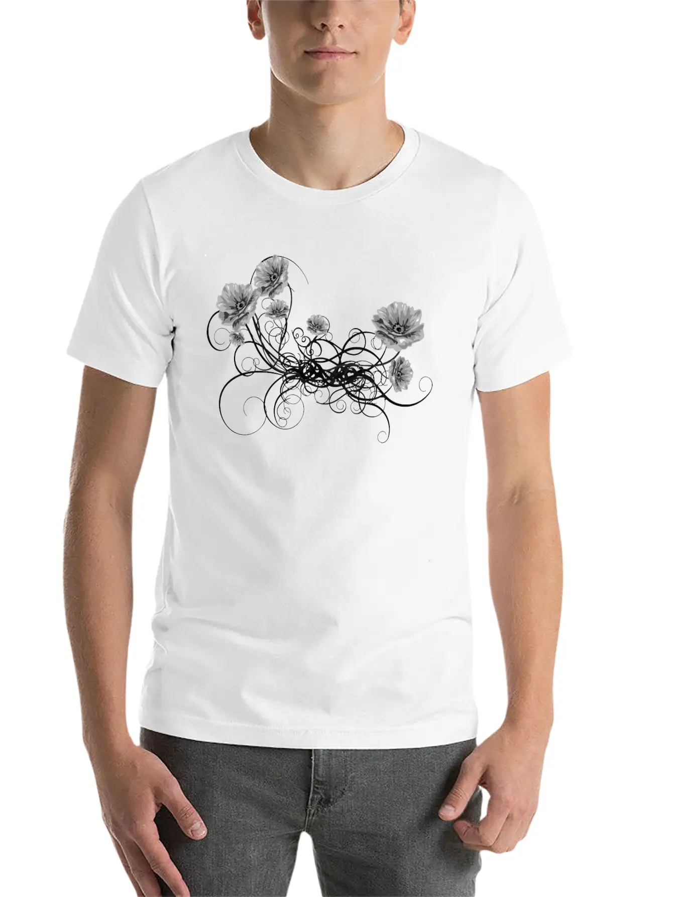 Rose Floral Flourish 7 Unisex Short Sleeve Soft Cotton T-Shirt – Casual Everyday Wear