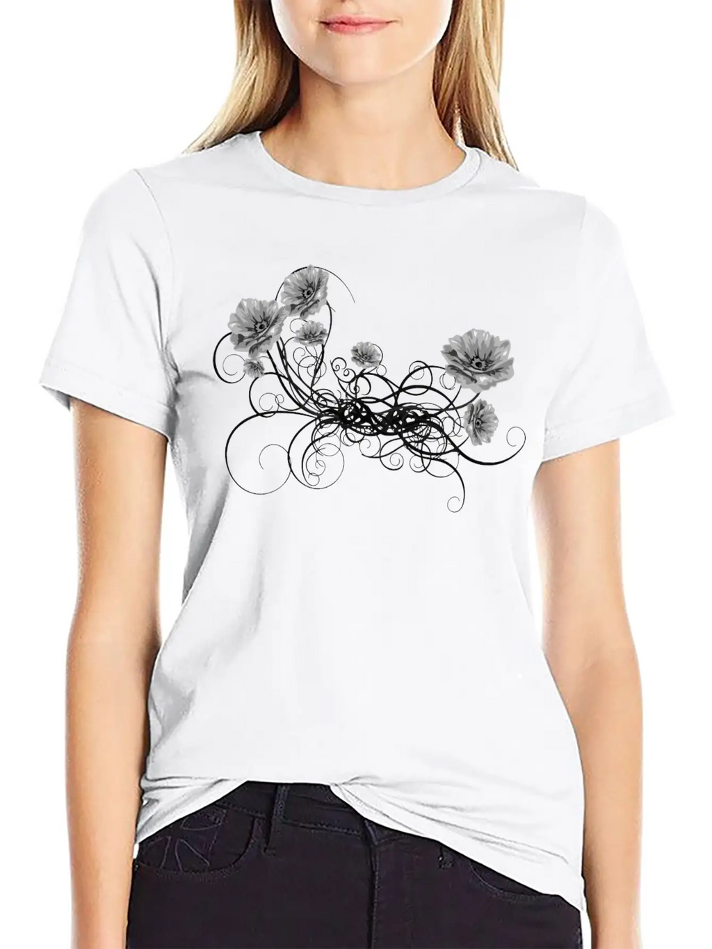 Rose Floral Flourish 7 Unisex Short Sleeve Soft Cotton T-Shirt – Casual Everyday Wear