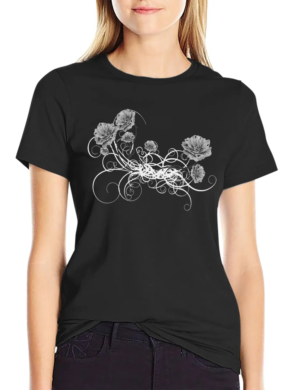 Rose Floral Flourish 7 Unisex Short Sleeve Soft Cotton T-Shirt – Casual Everyday Wear