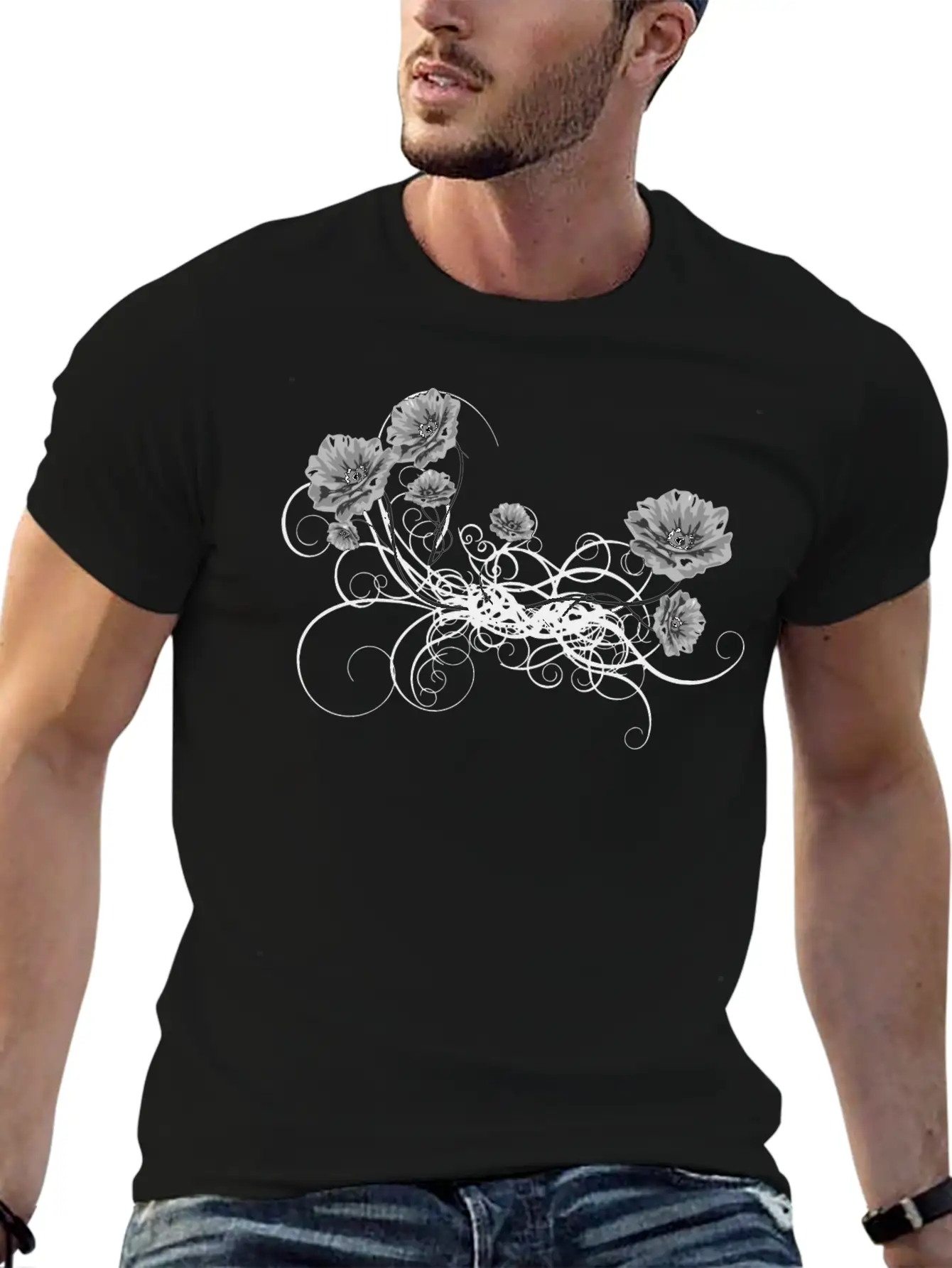 Rose Floral Flourish 7 Unisex Short Sleeve Soft Cotton T-Shirt – Casual Everyday Wear