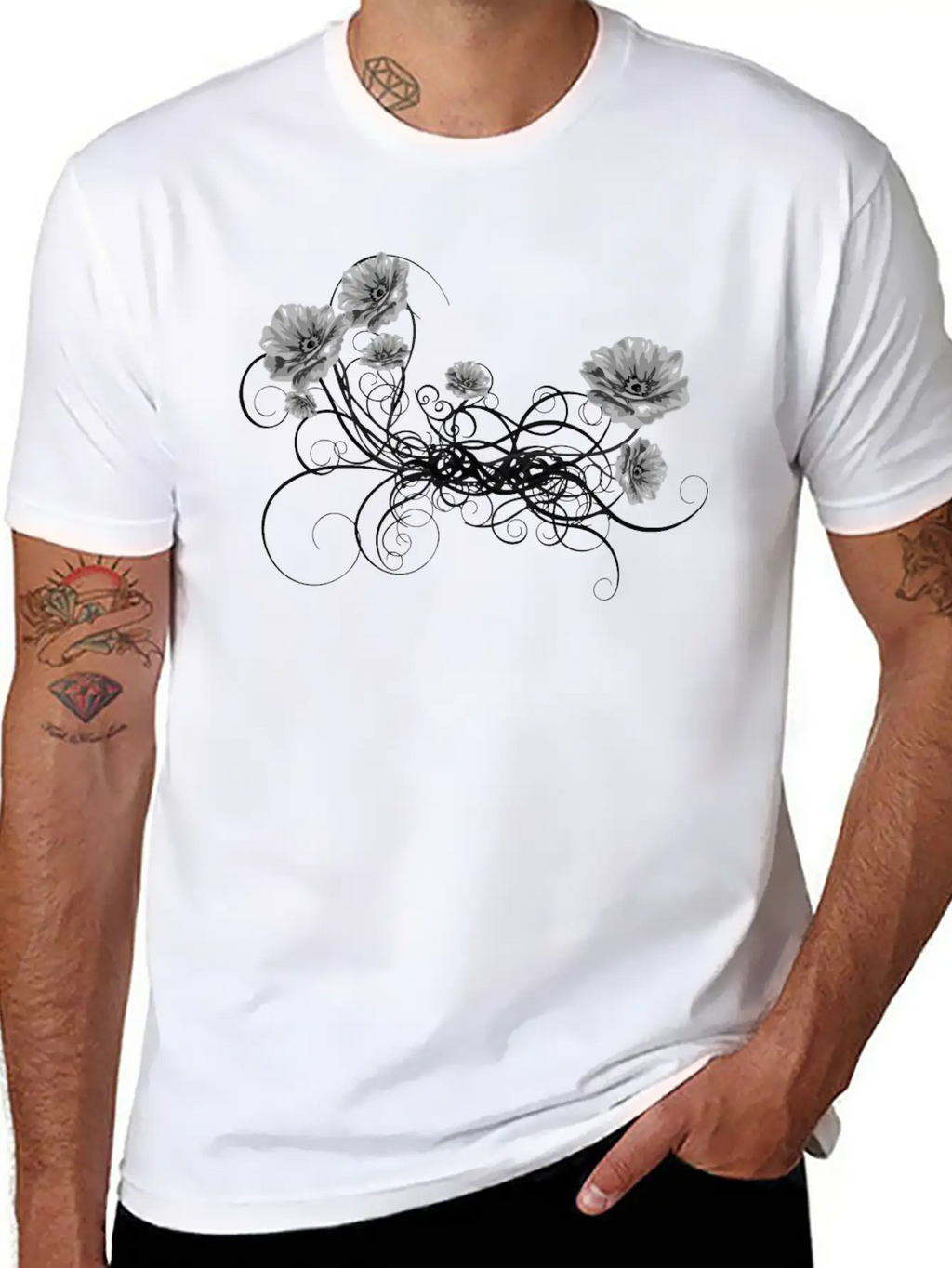 Rose Floral Flourish 7 Unisex Short Sleeve Soft Cotton T-Shirt – Casual Everyday Wear