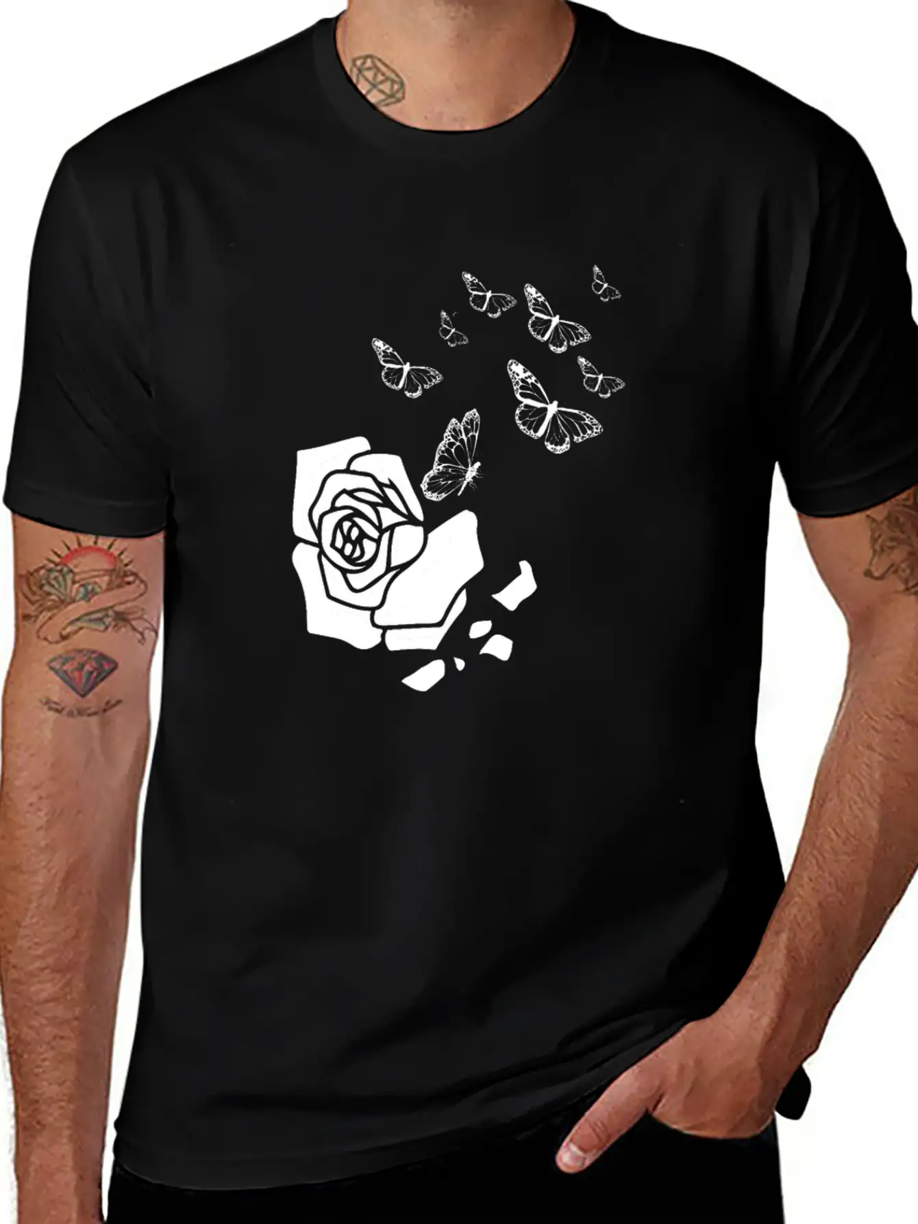 Rose Gardening Butterfly Essential Cotton Tee For Daily Outfits – Unisex Style