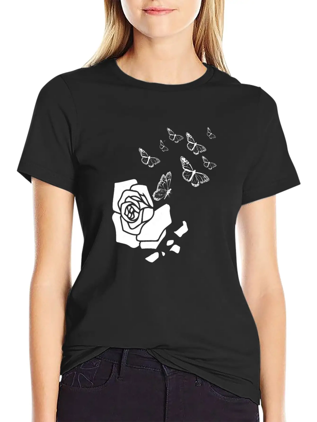 Rose Gardening Butterfly Essential Cotton Tee For Daily Outfits – Unisex Style
