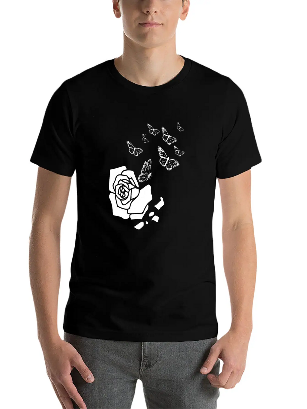 Rose Gardening Butterfly Essential Cotton Tee For Daily Outfits – Unisex Style