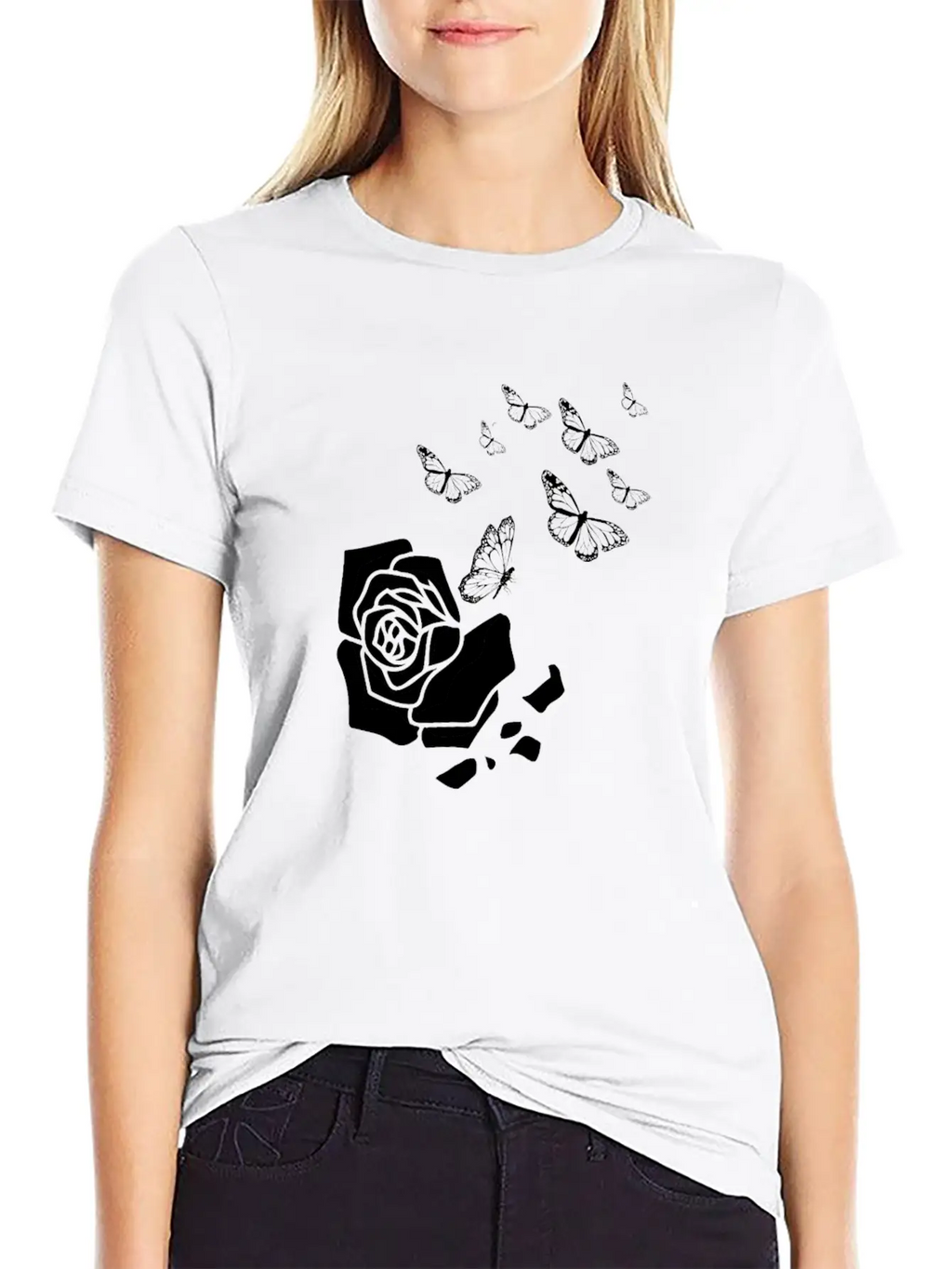 Rose Gardening Butterfly Essential Cotton Tee For Daily Outfits – Unisex Style