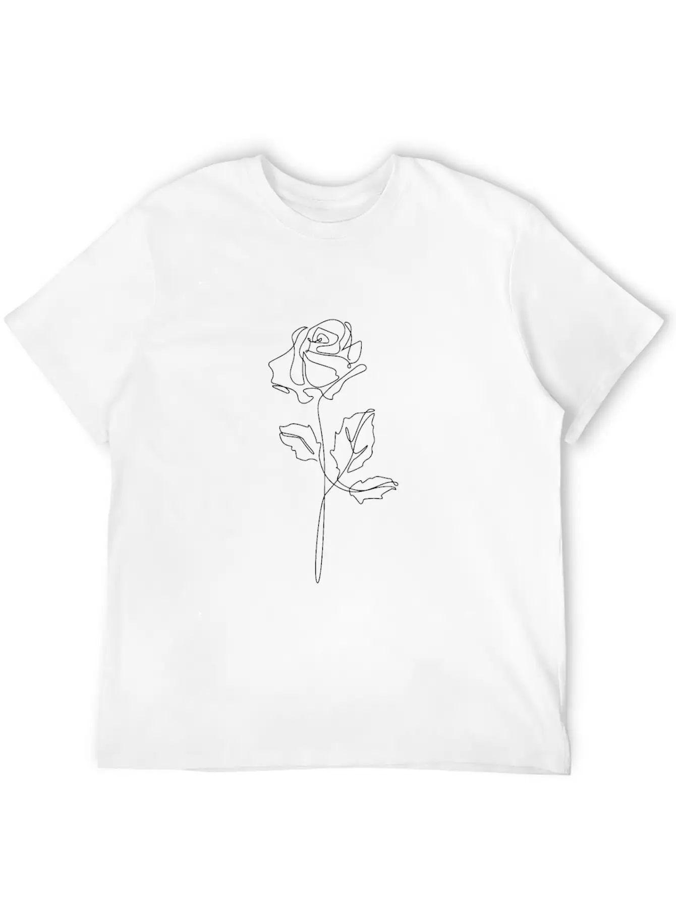 Rose Line Art - Online Hand Drawn Flower Stylish Everyday T-Shirt – Unisex Basic Cotton Tee