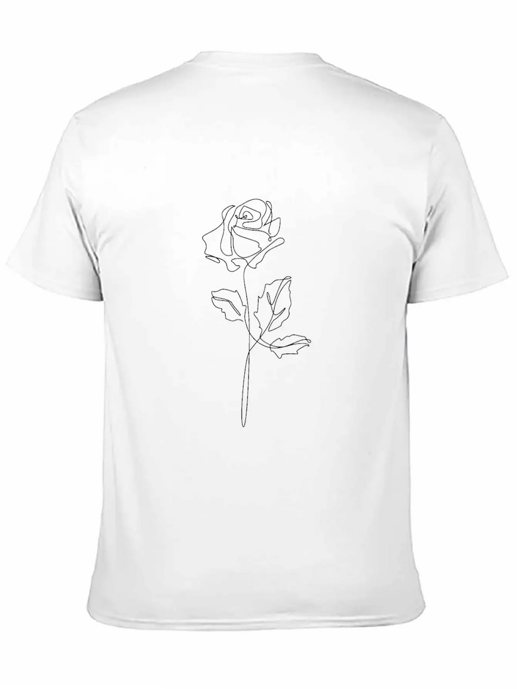 Rose Line Art - Online Hand Drawn Flower Stylish Everyday T-Shirt – Unisex Basic Cotton Tee
