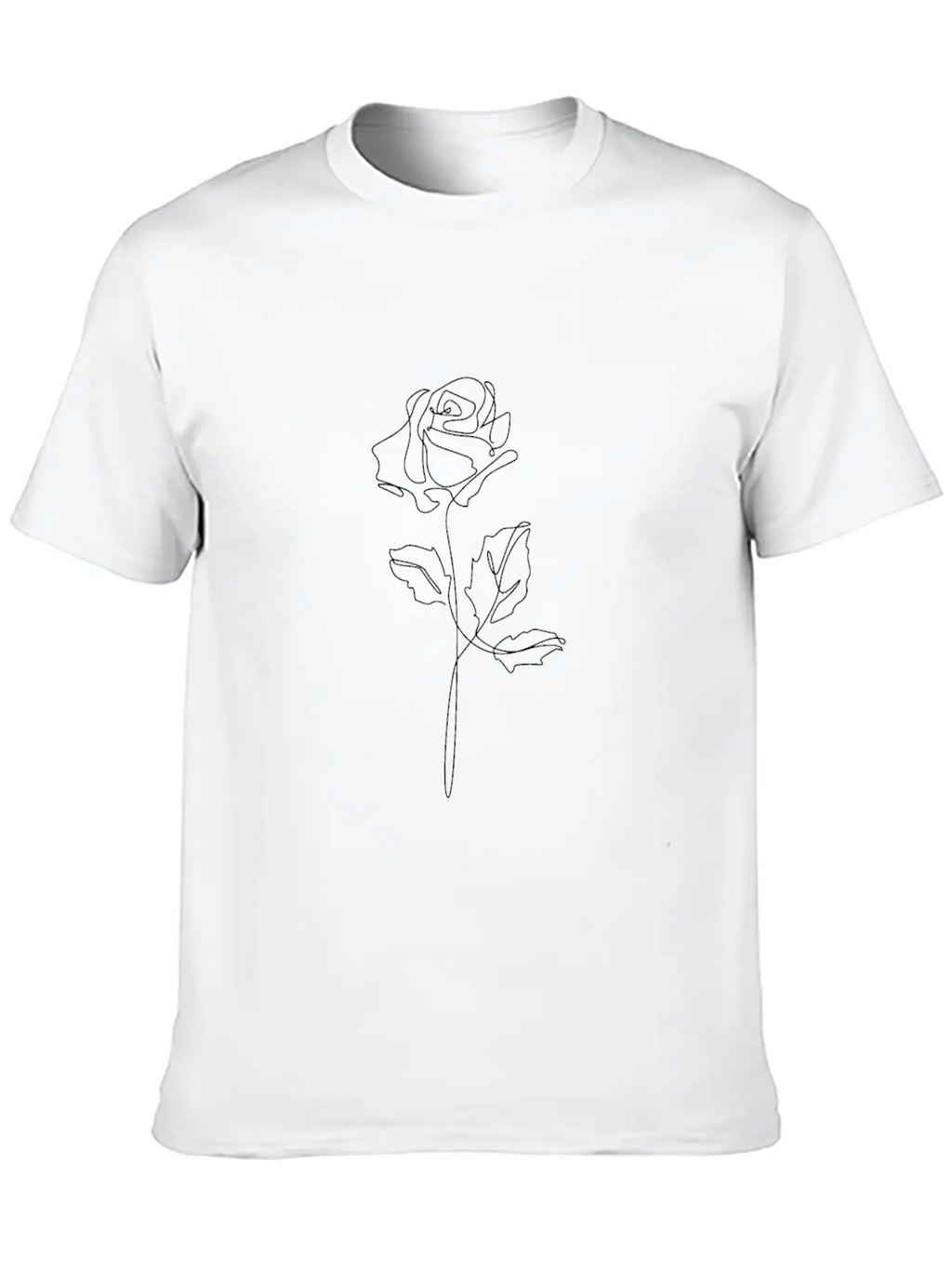 Rose Line Art - Online Hand Drawn Flower Stylish Everyday T-Shirt – Unisex Basic Cotton Tee