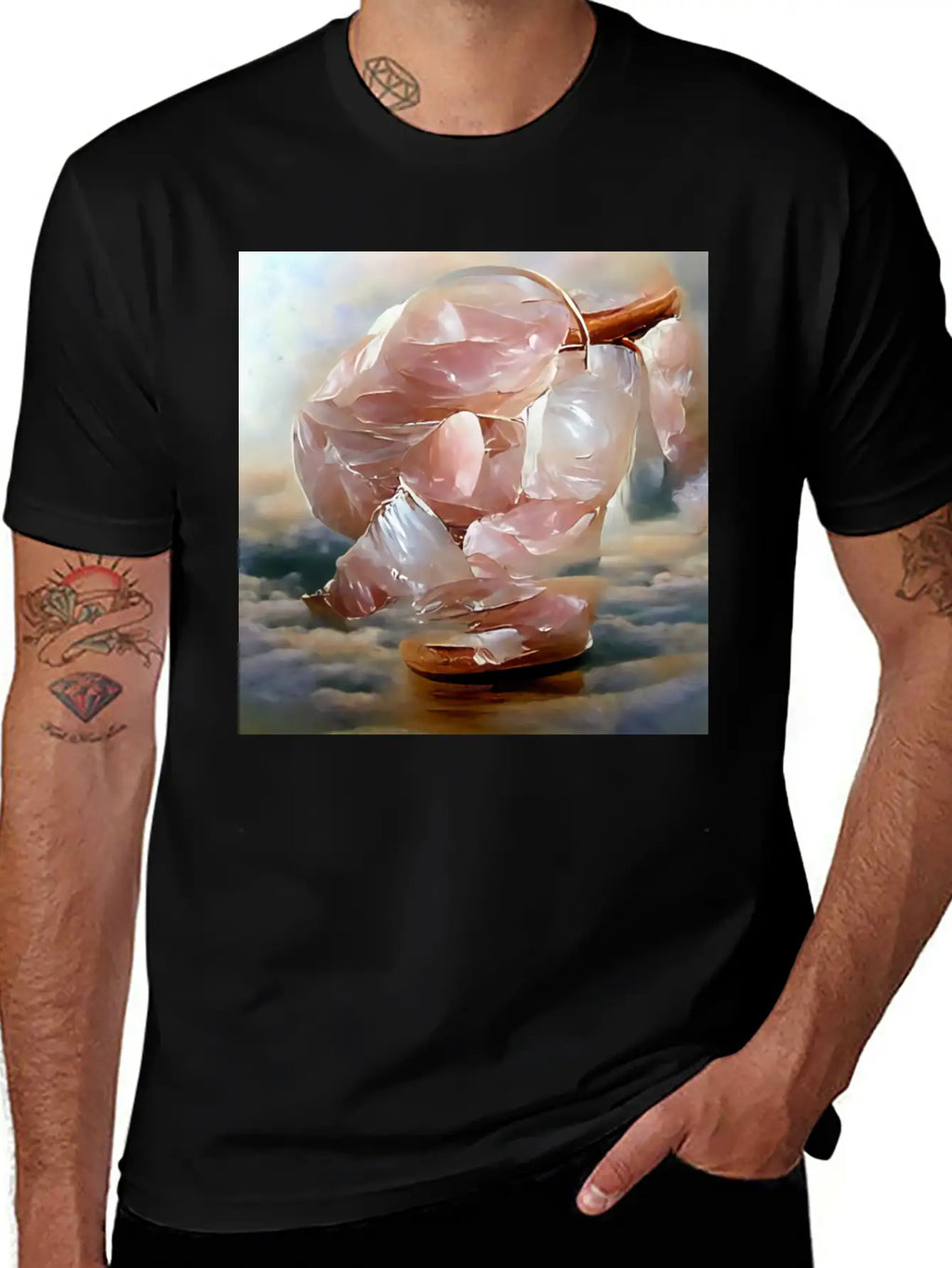 Rose Quartz Crystal Gemstone Unisex Short Sleeve Soft Cotton T-Shirt – Casual Everyday Wear