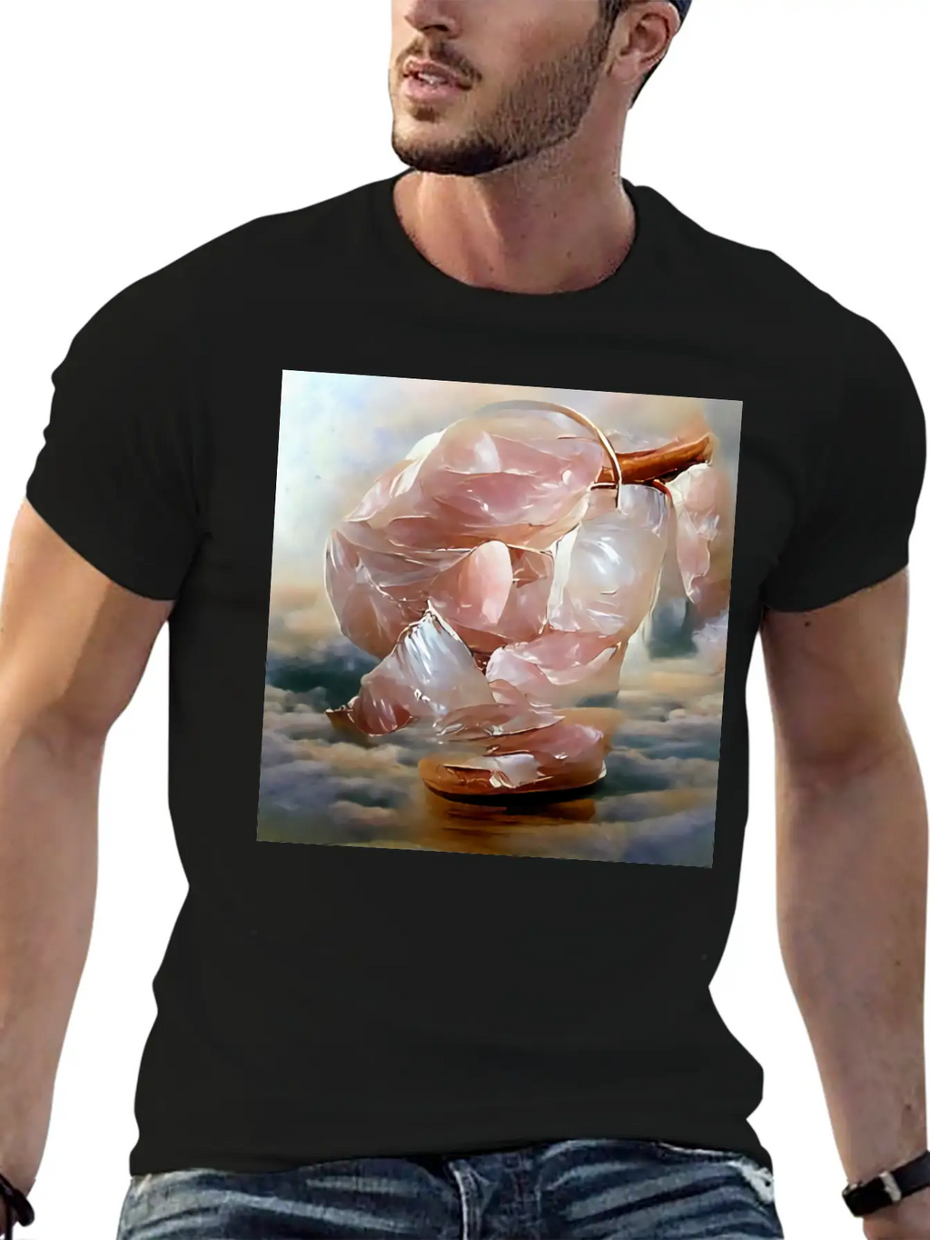 Rose Quartz Crystal Gemstone Unisex Short Sleeve Soft Cotton T-Shirt – Casual Everyday Wear