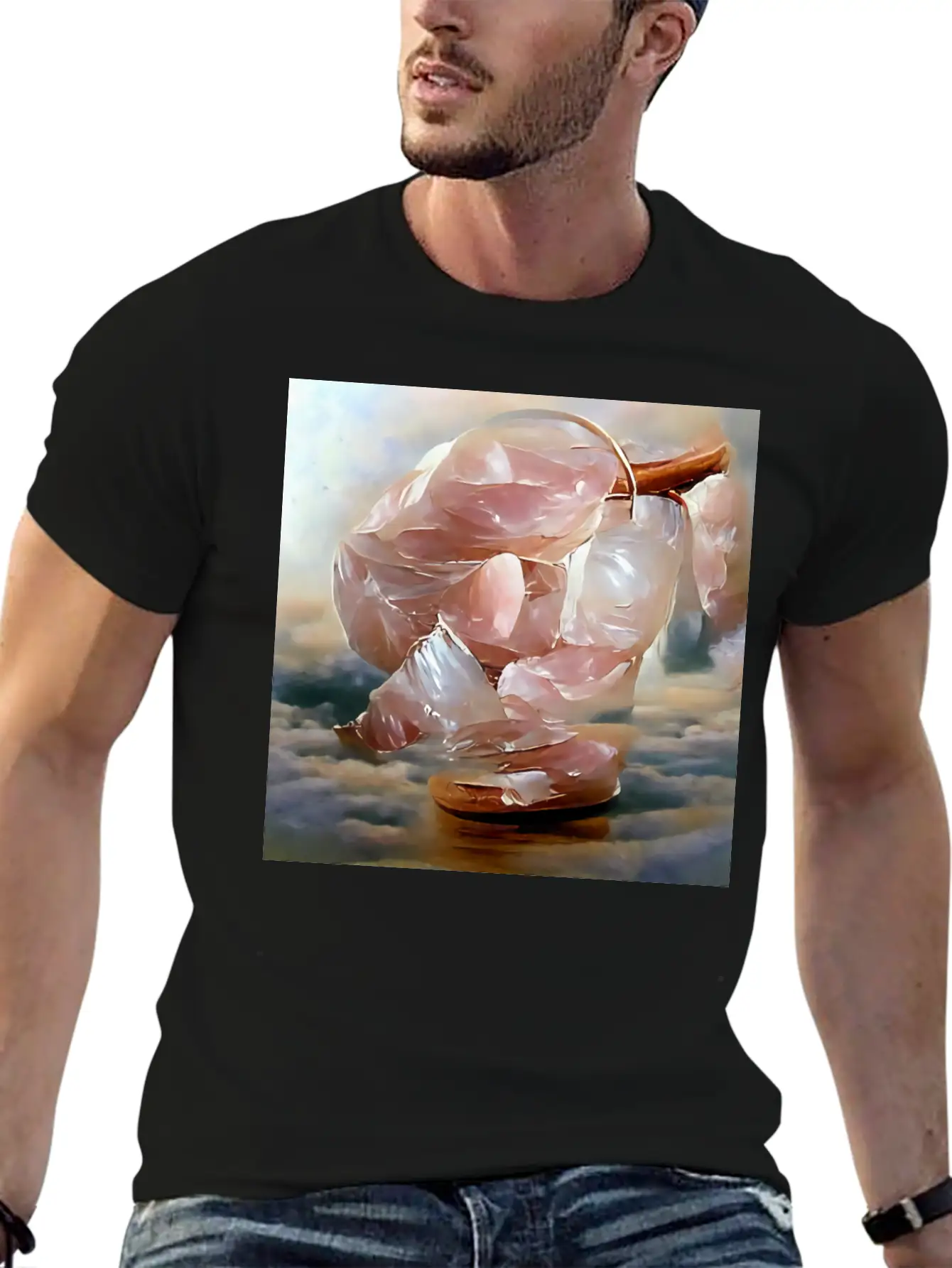 Rose Quartz Crystal Gemstone Unisex Short Sleeve Soft Cotton T-Shirt – Casual Everyday Wear