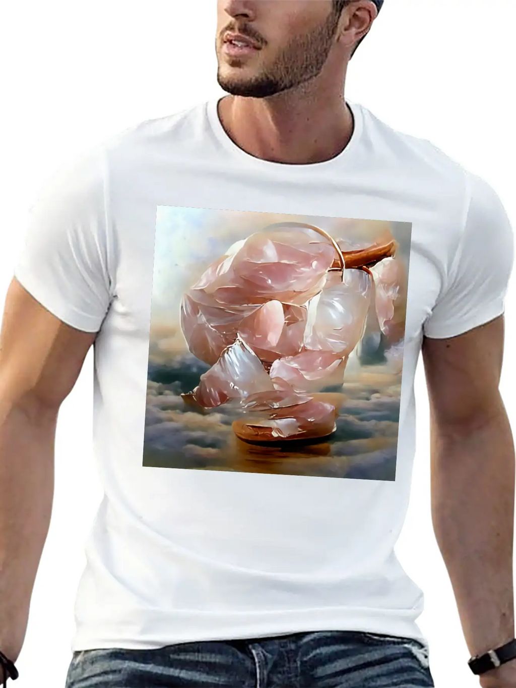 Rose Quartz Crystal Gemstone Unisex Short Sleeve Soft Cotton T-Shirt – Casual Everyday Wear