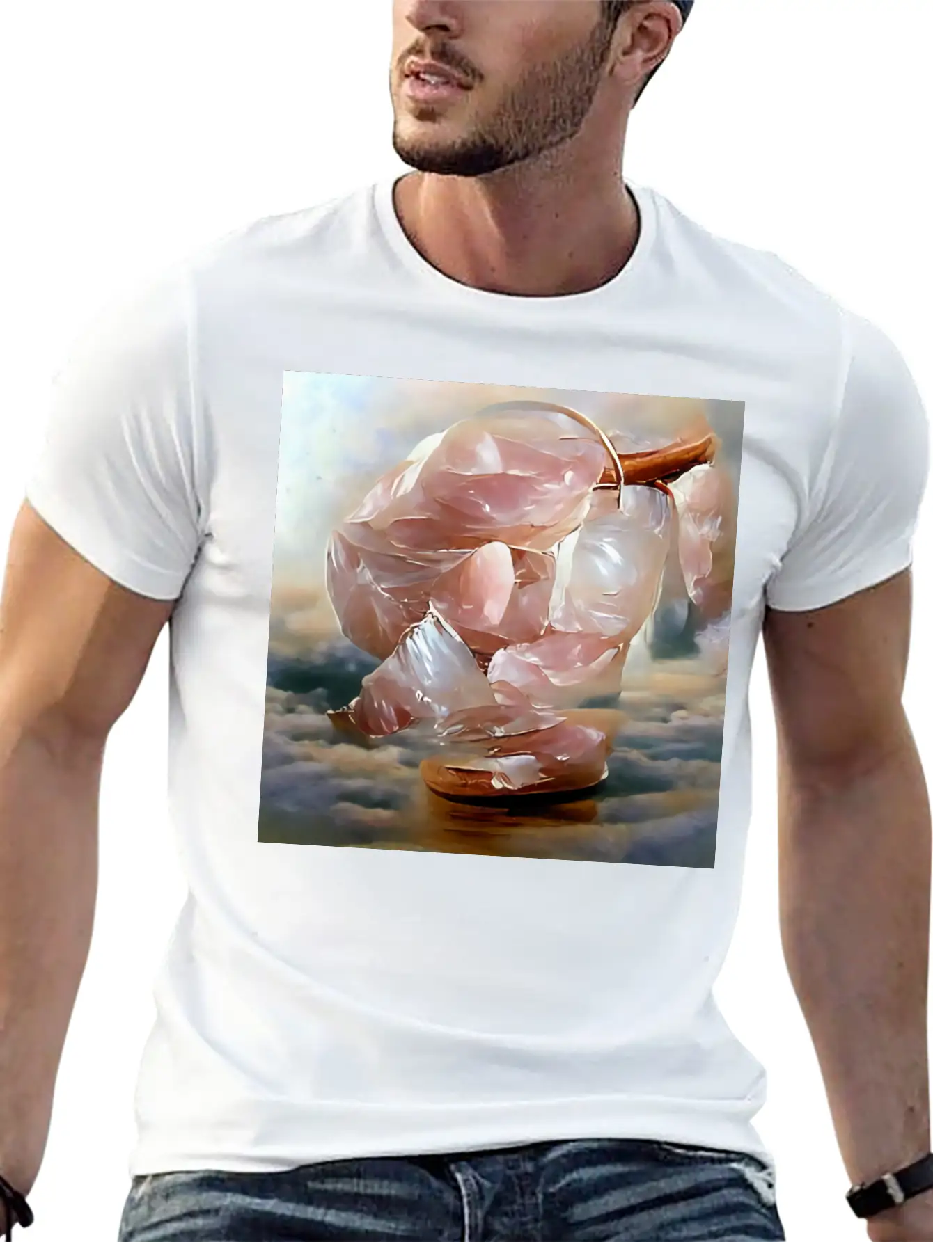 Rose Quartz Crystal Gemstone Unisex Short Sleeve Soft Cotton T-Shirt – Casual Everyday Wear