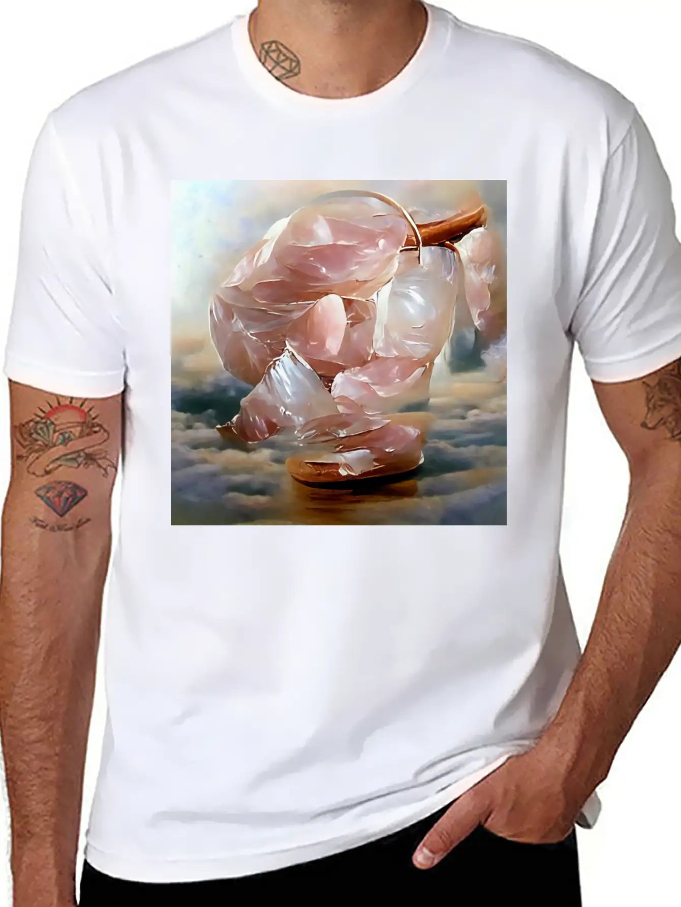 Rose Quartz Crystal Gemstone Unisex Short Sleeve Soft Cotton T-Shirt – Casual Everyday Wear