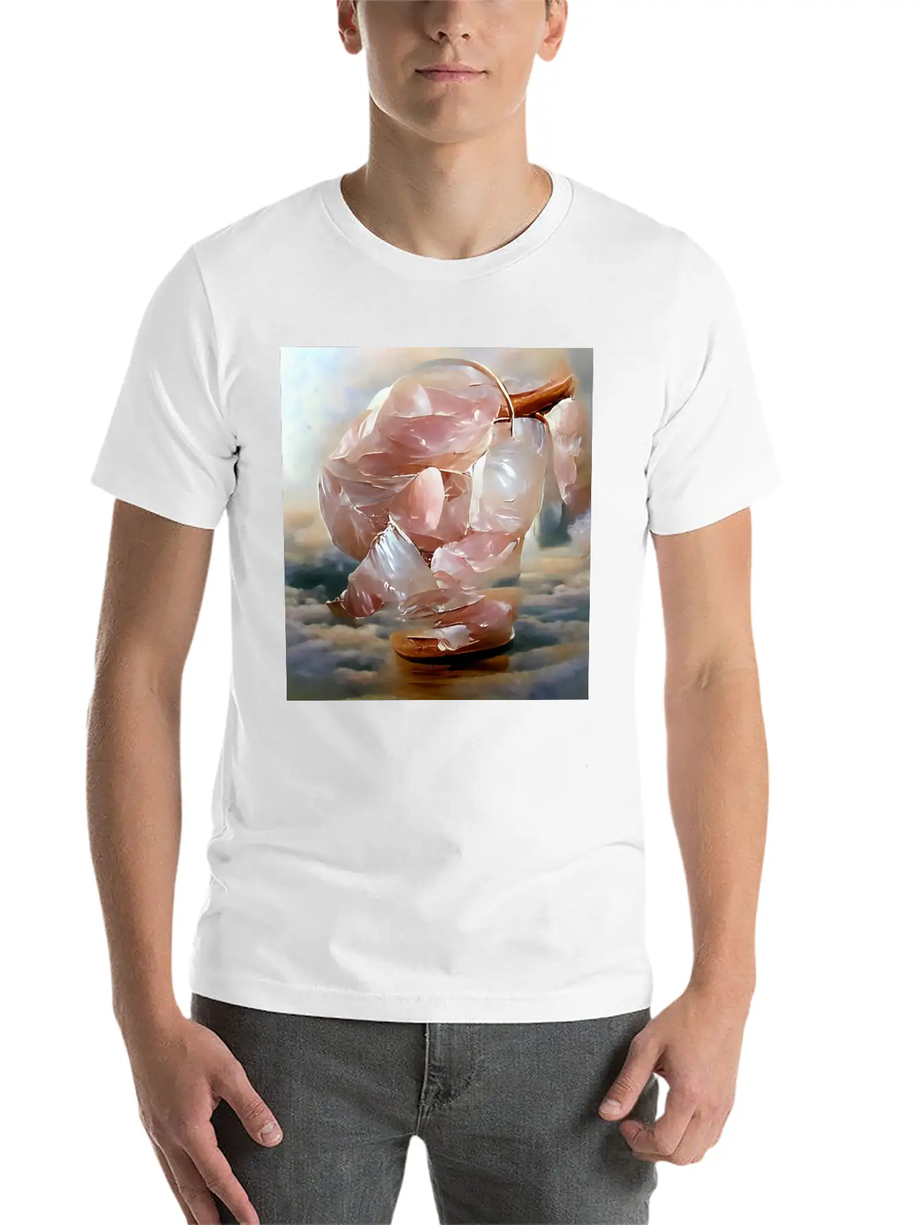 Rose Quartz Crystal Gemstone Unisex Short Sleeve Soft Cotton T-Shirt – Casual Everyday Wear