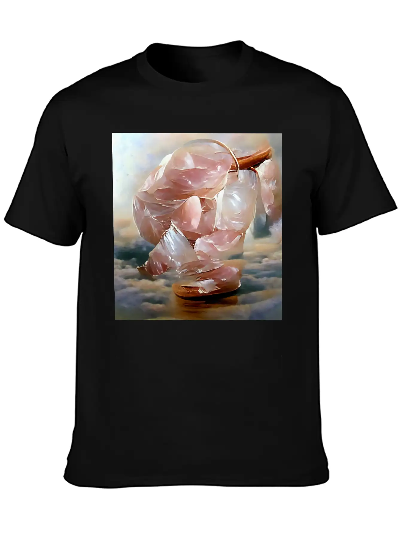 Rose Quartz Crystal Gemstone Unisex Short Sleeve Soft Cotton T-Shirt – Casual Everyday Wear