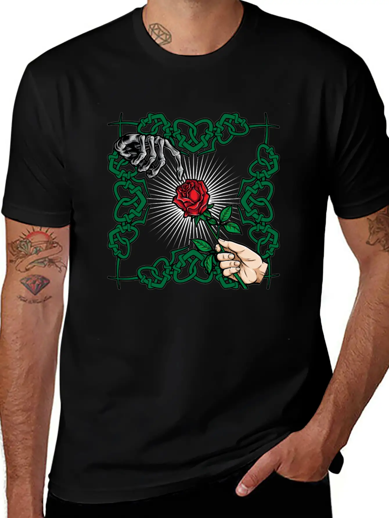 Rose Skeleton Hand Goth Clothes Emo Style Gifts Unisex Casual T-Shirt – Clean Design For Daily Comfort