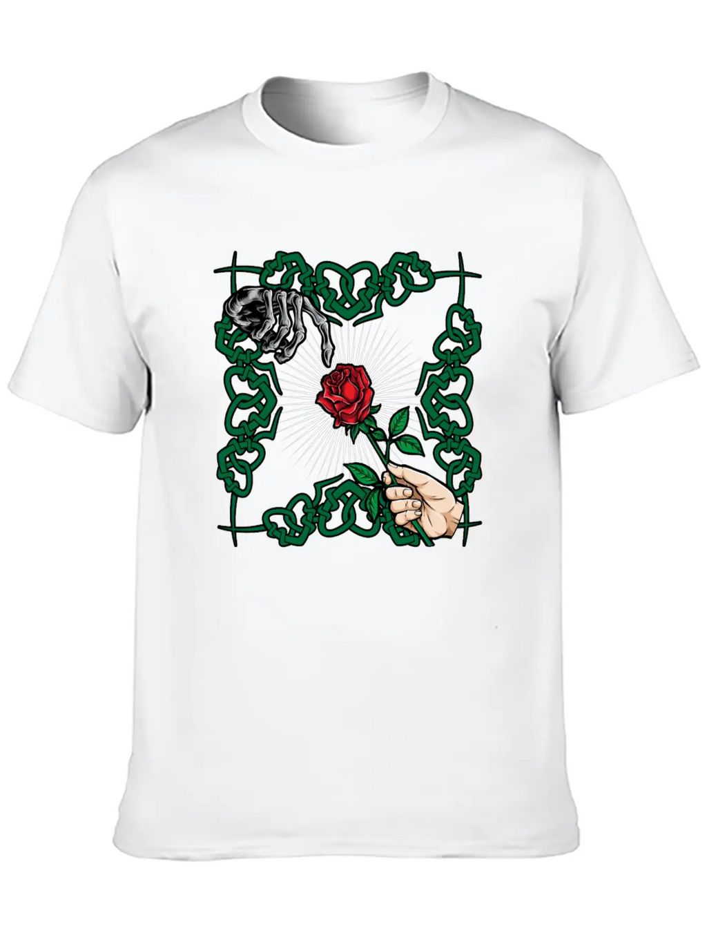Rose Skeleton Hand Goth Clothes Emo Style Gifts Unisex Casual T-Shirt – Clean Design For Daily Comfort