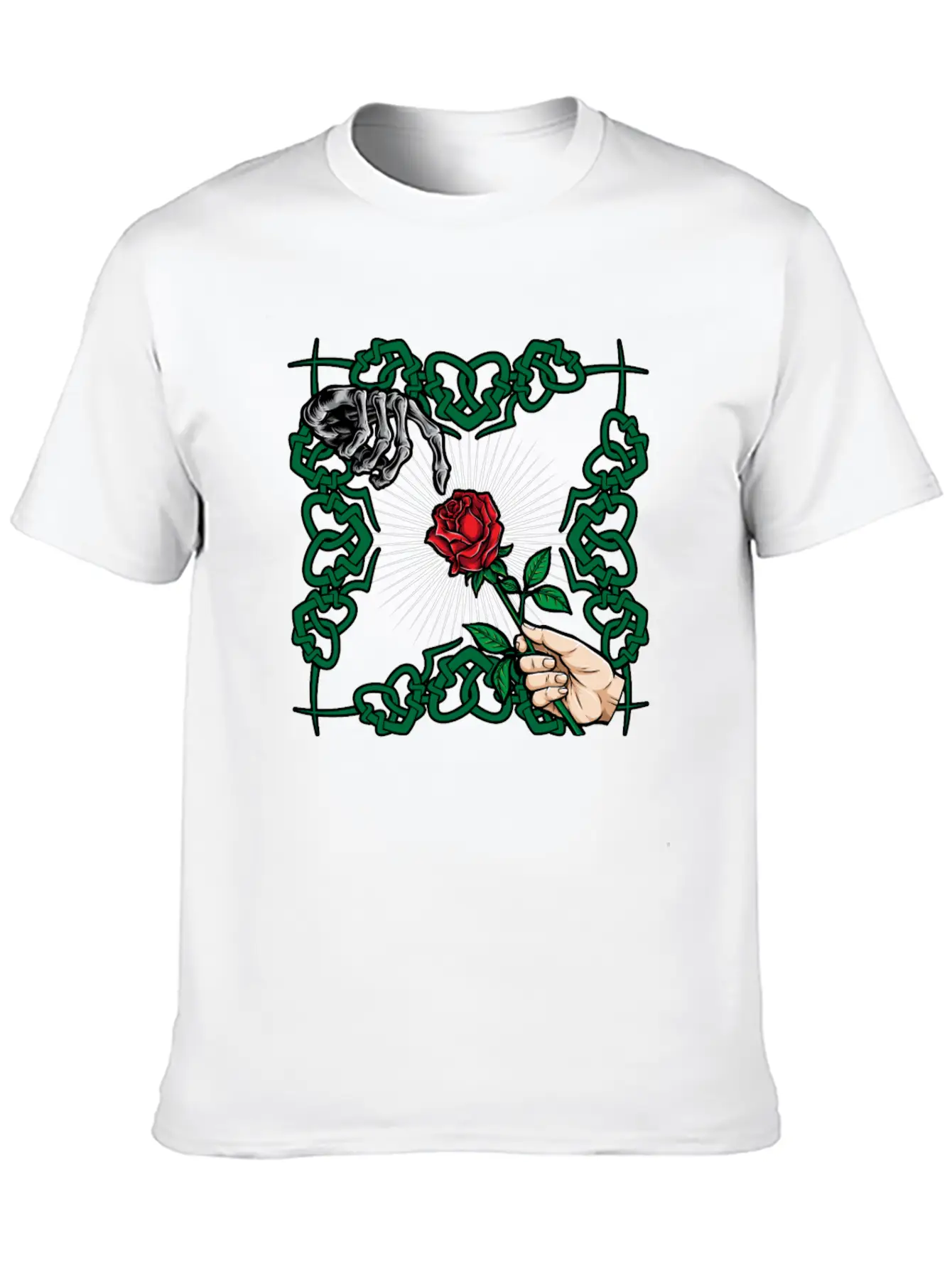 Rose Skeleton Hand Goth Clothes Emo Style Gifts Unisex Casual T-Shirt – Clean Design For Daily Comfort