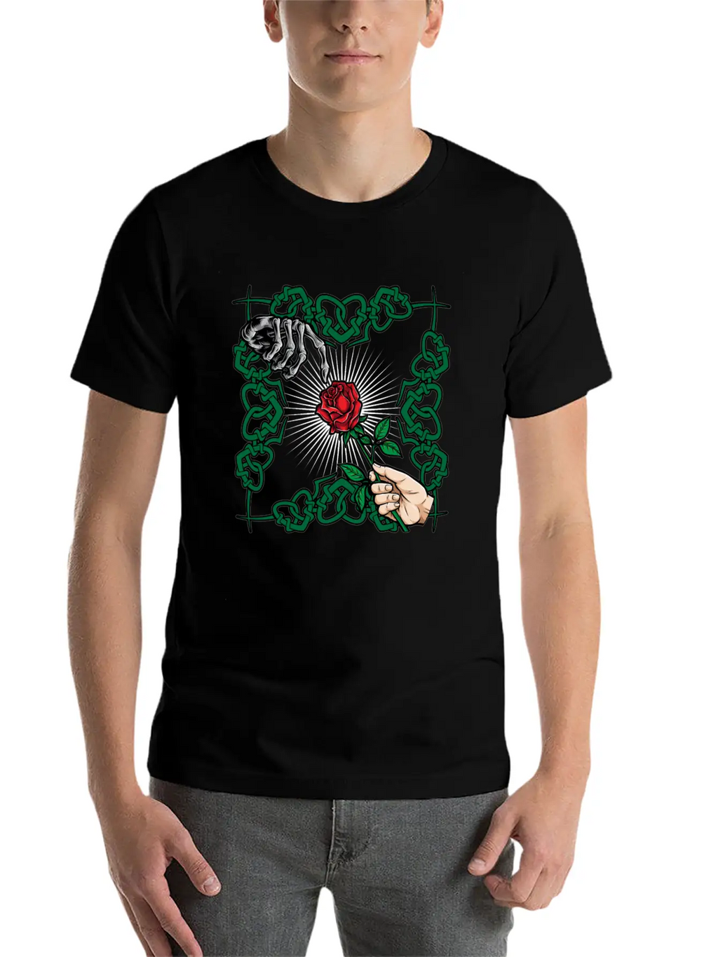 Rose Skeleton Hand Goth Clothes Emo Style Gifts Unisex Casual T-Shirt – Clean Design For Daily Comfort