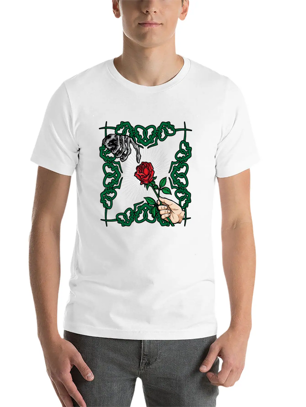 Rose Skeleton Hand Goth Clothes Emo Style Gifts Unisex Casual T-Shirt – Clean Design For Daily Comfort