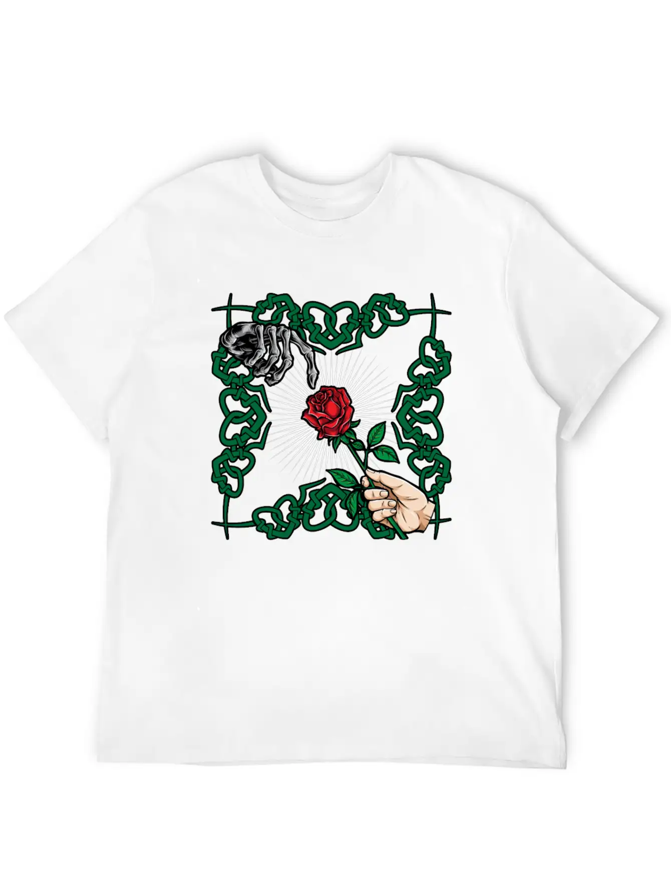 Rose Skeleton Hand Goth Clothes Emo Style Gifts Unisex Casual T-Shirt – Clean Design For Daily Comfort