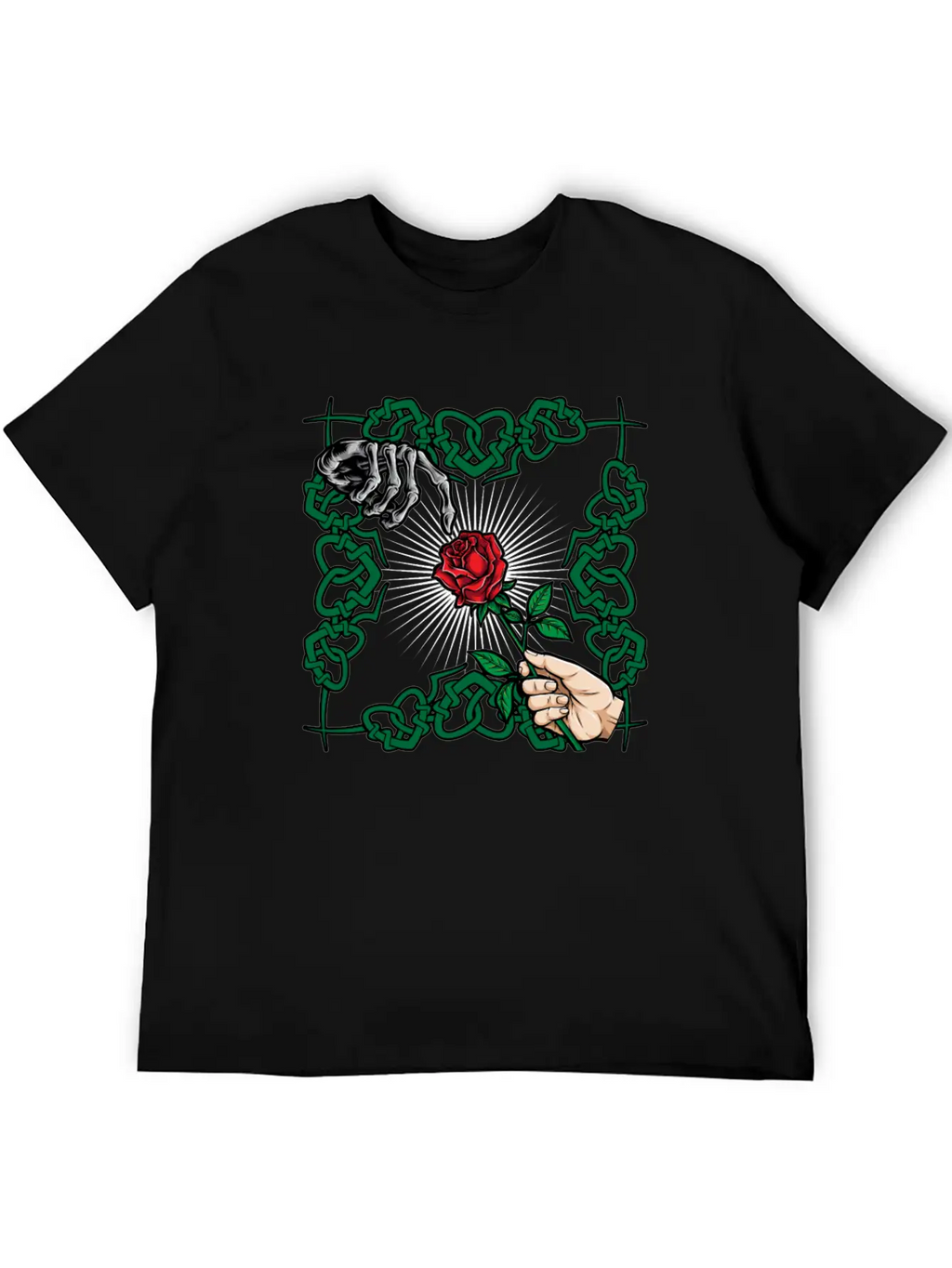 Rose Skeleton Hand Goth Clothes Emo Style Gifts Unisex Casual T-Shirt – Clean Design For Daily Comfort